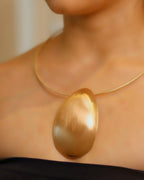 Golden Polished Oval Pendant