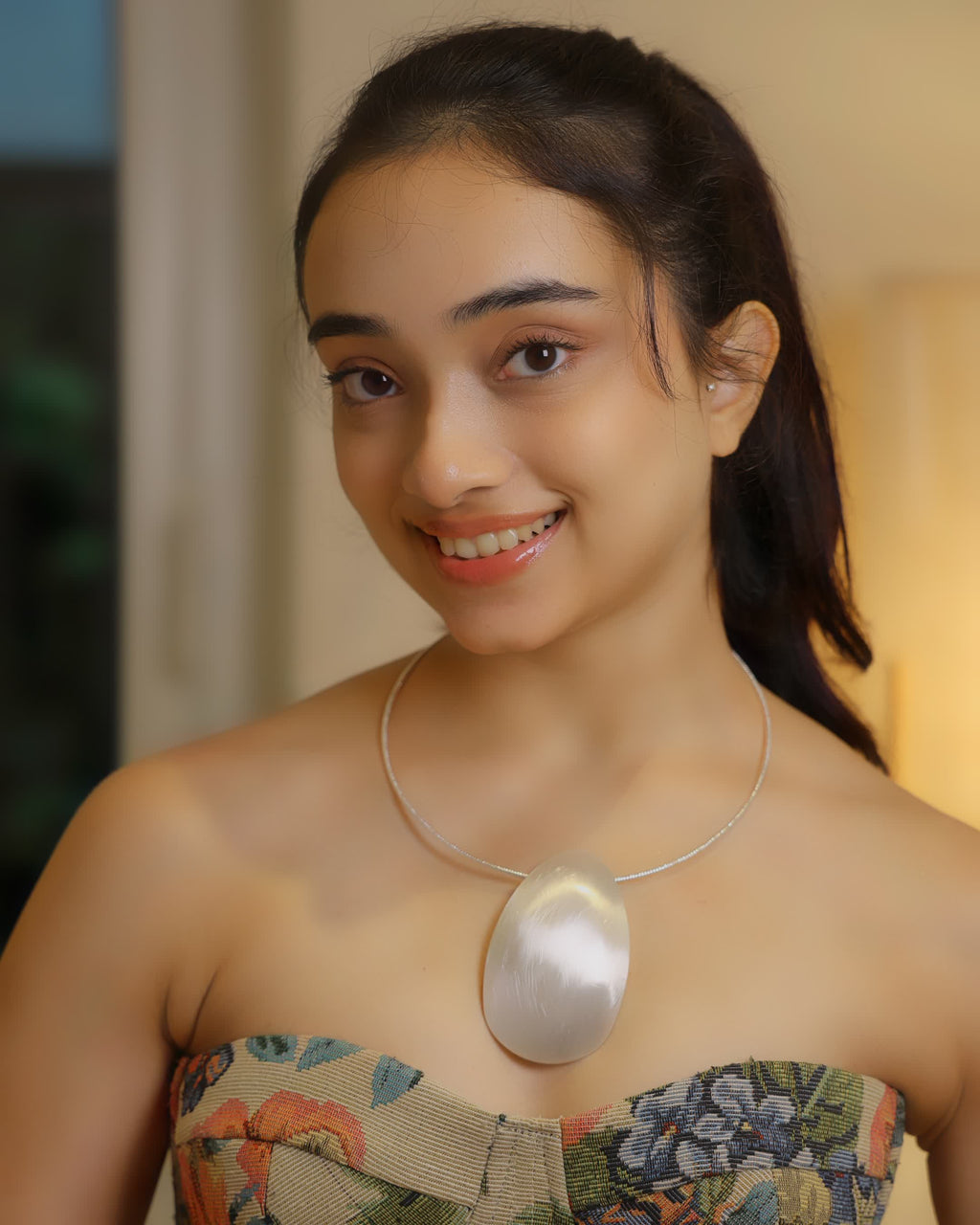 Silver Polished Oval Pendant