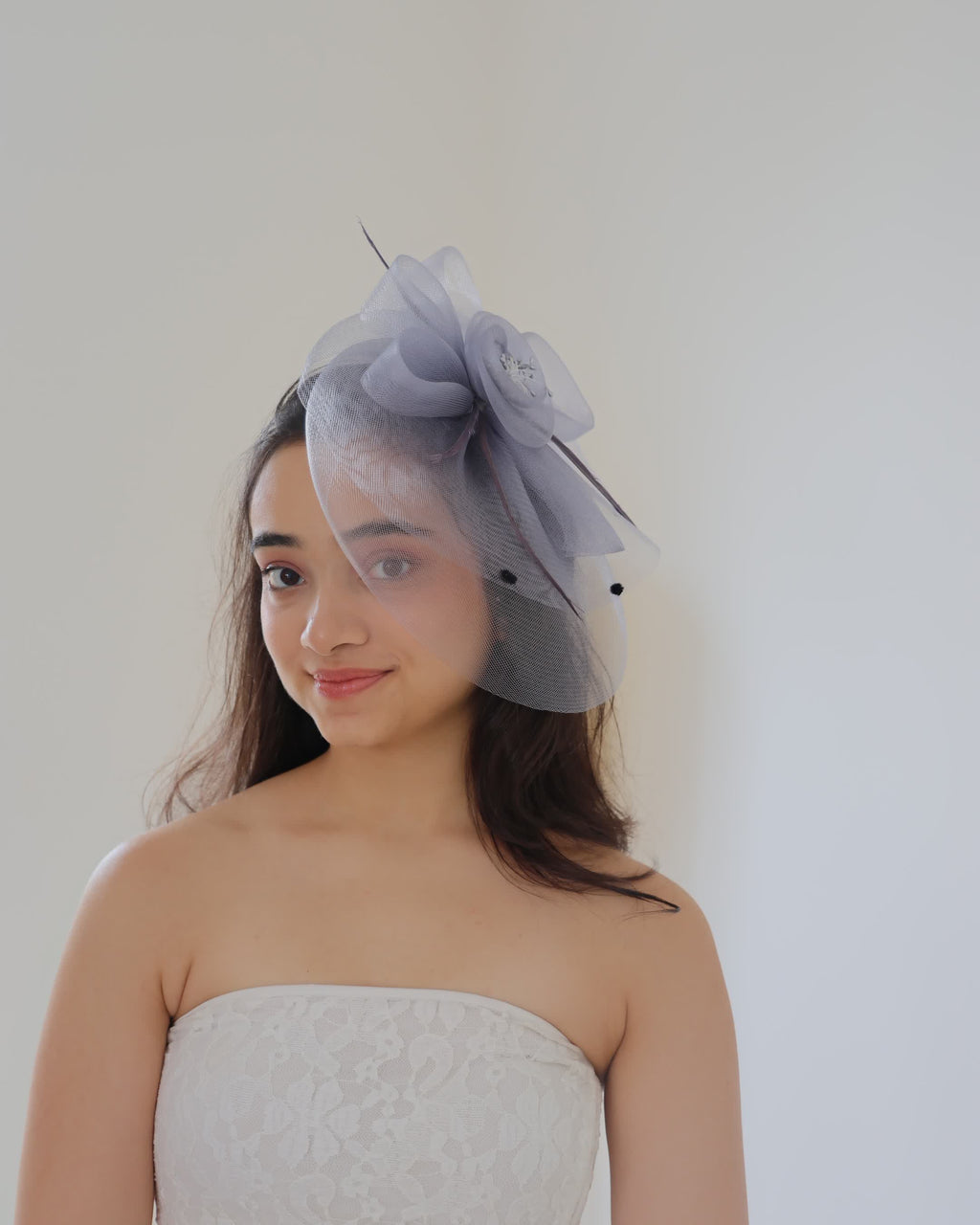 Grey Fascinator Hair Clip