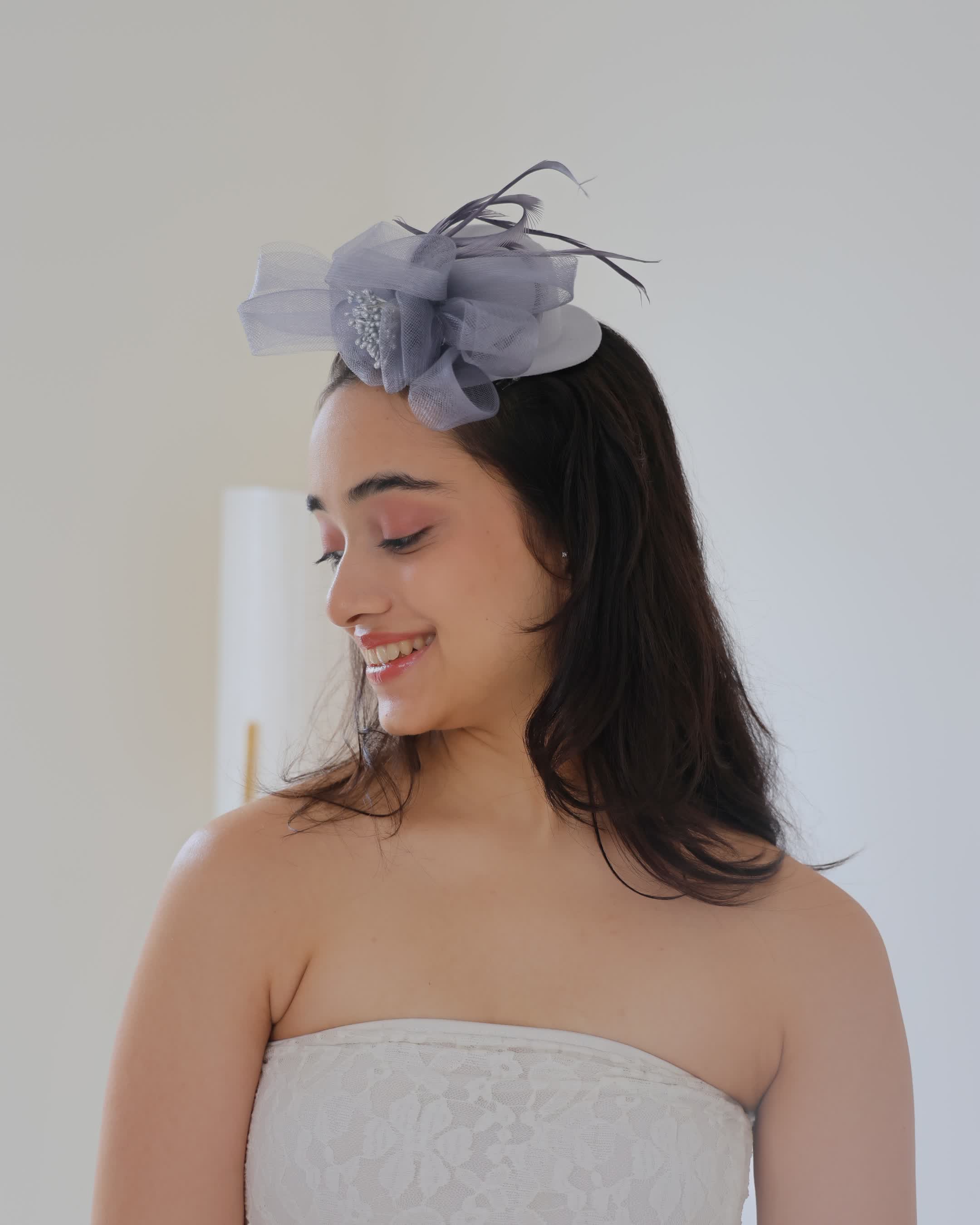 Grey Fascinator Hat