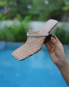 Beige Knitted Mesh Heels