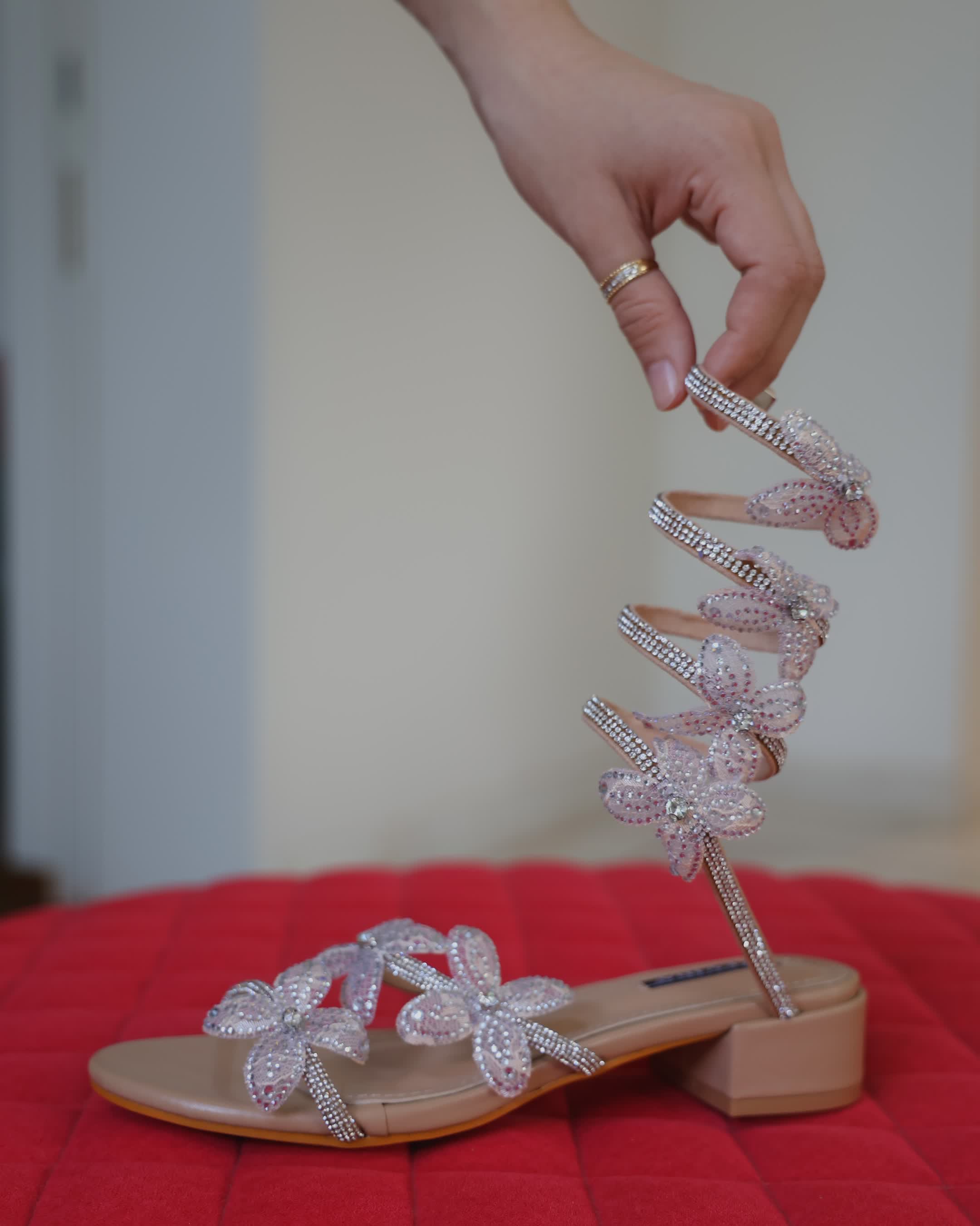 Beige Spiral Butterfly Slip Ons