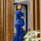 Electric Blue Cascade Dress