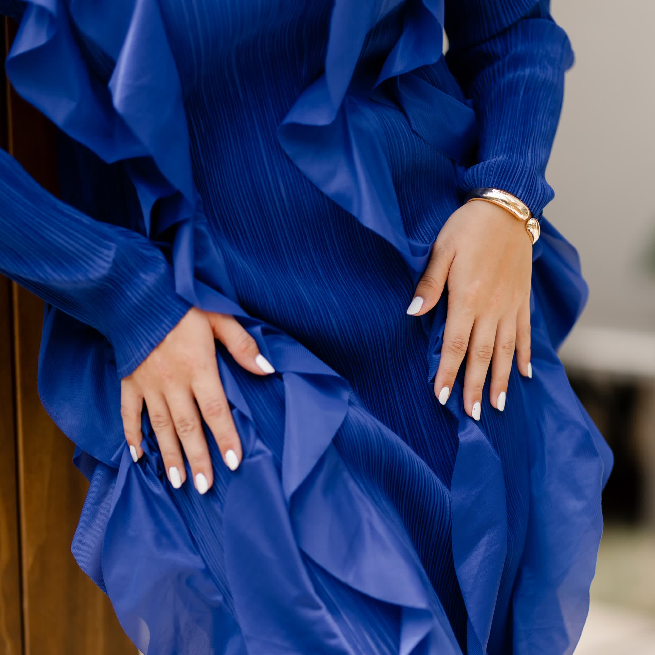 Electric Blue Cascade Dress