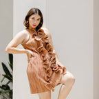 Copper Ruffle Mini Dress