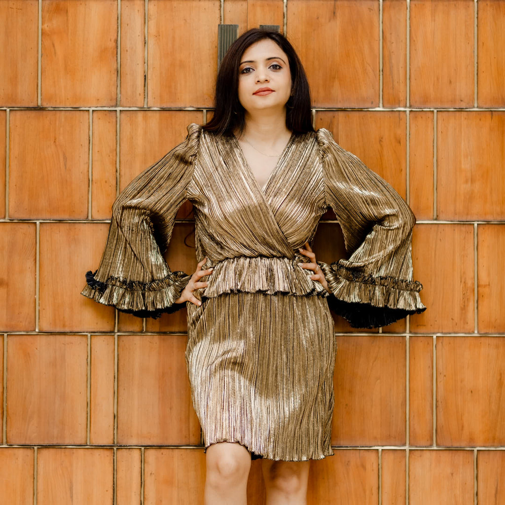 Gilded Peplum Dress