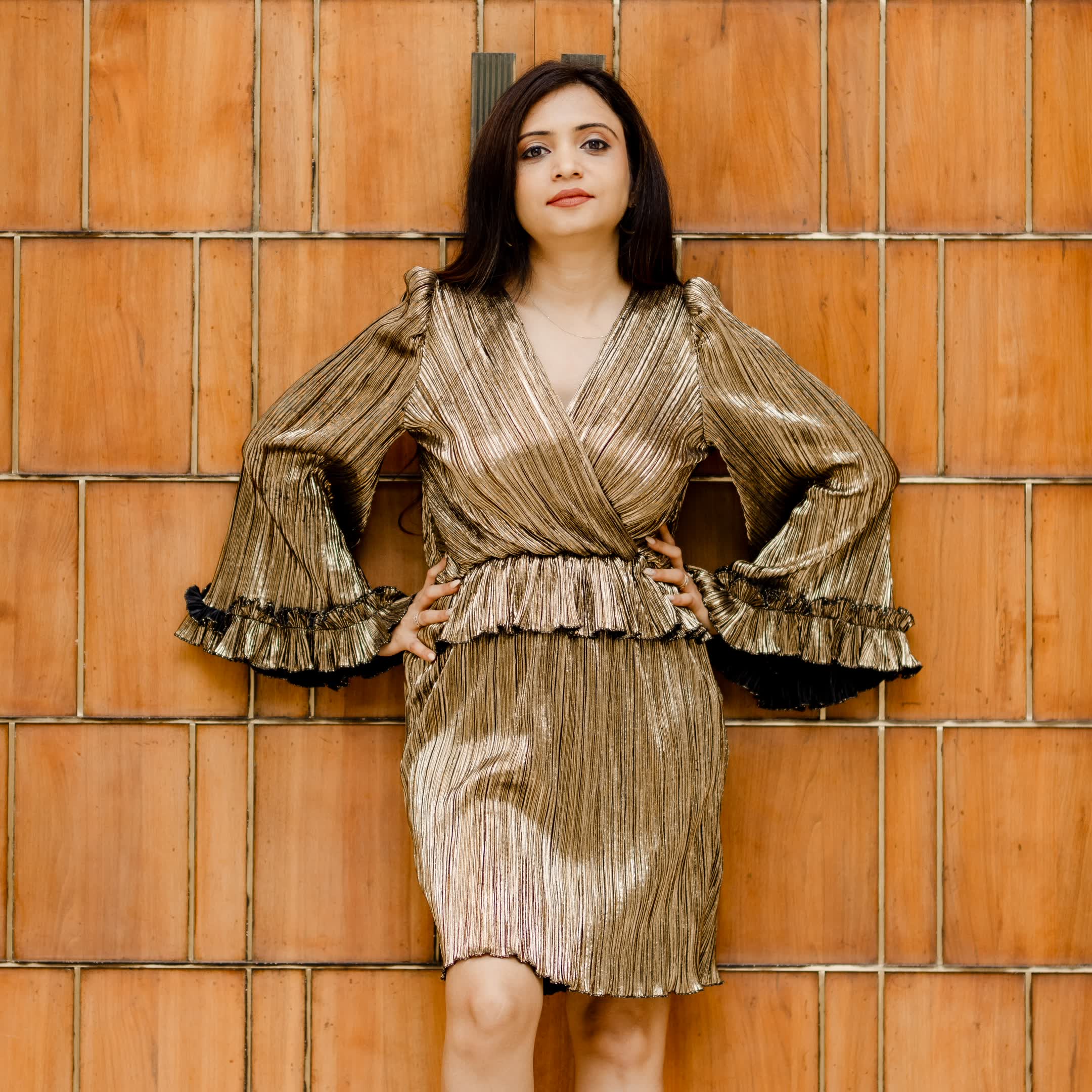 Gilded Peplum Dress