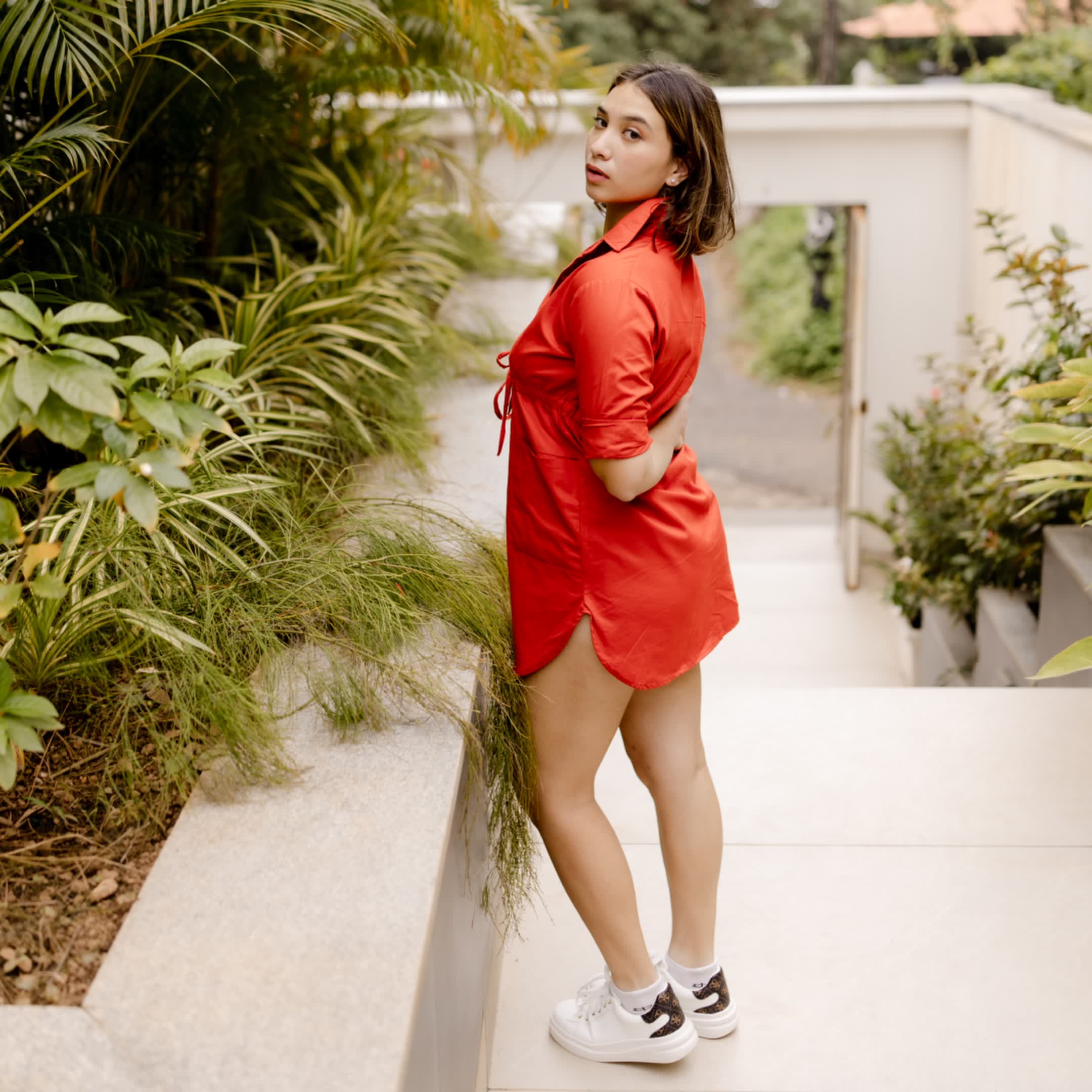 Crimson Confidence Cotton dress