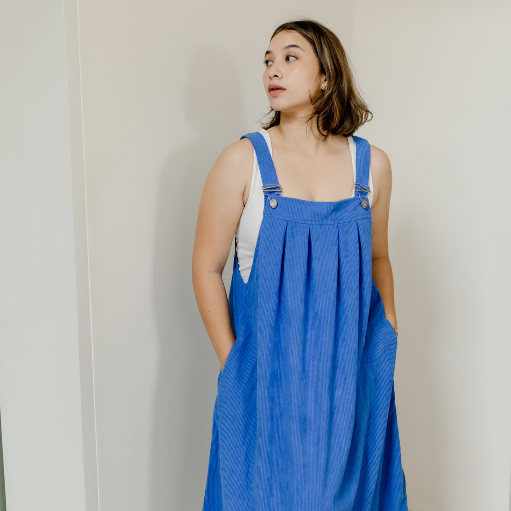 coastal blue corduroy dress
