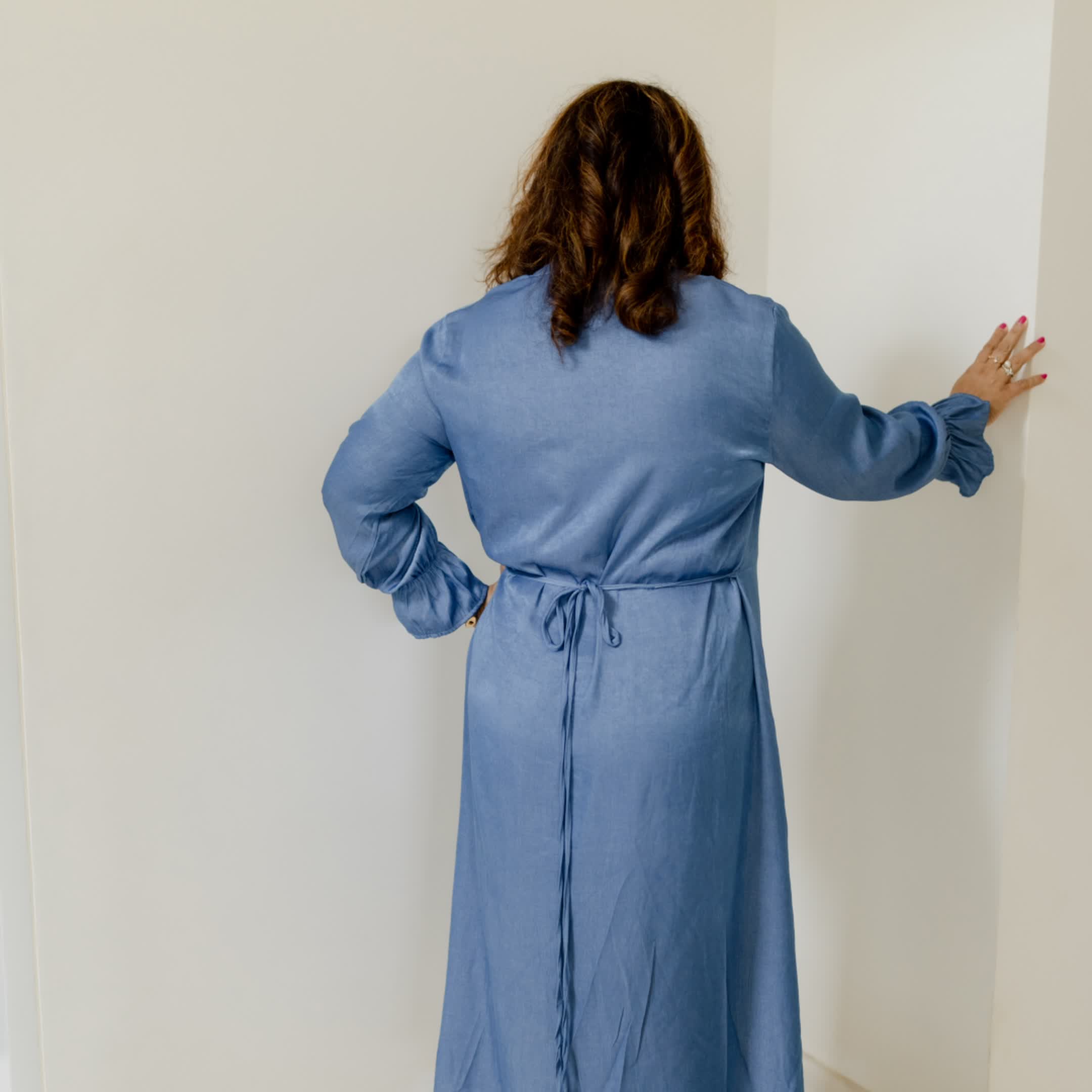 Denim Long Dress with Smart Collar