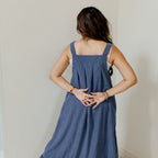 Dark blue corduroy dungaree dress