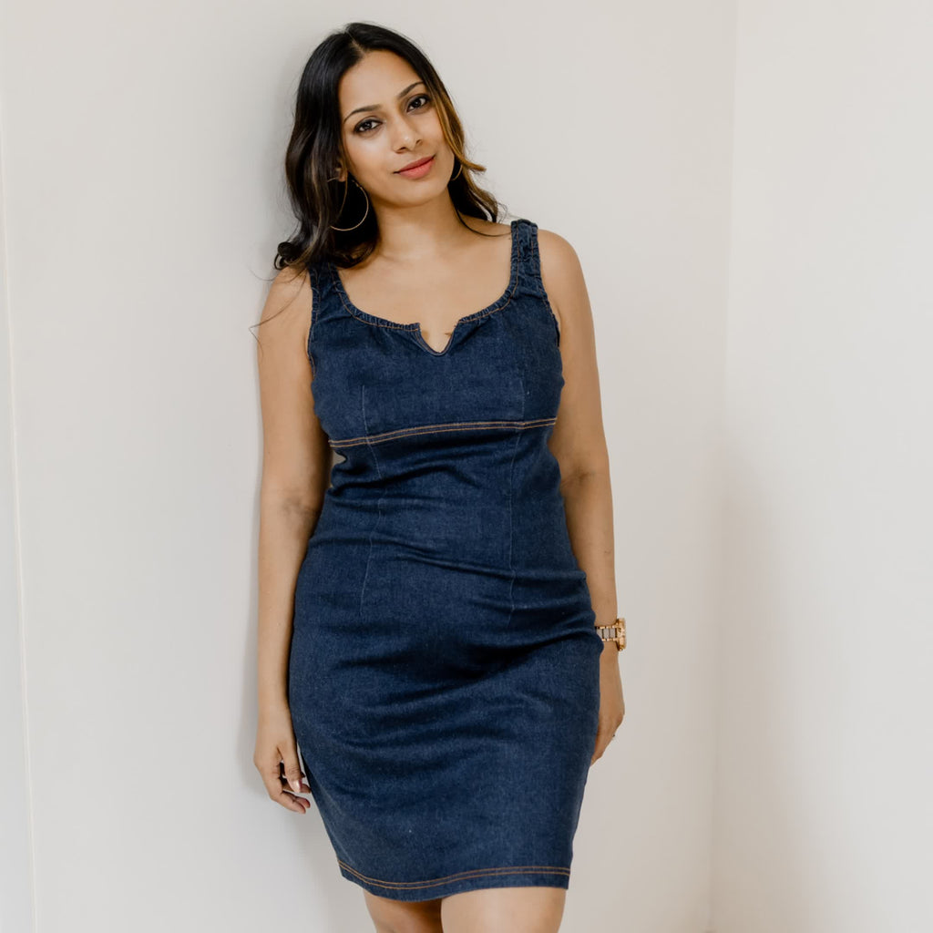 Dark blue denim dress