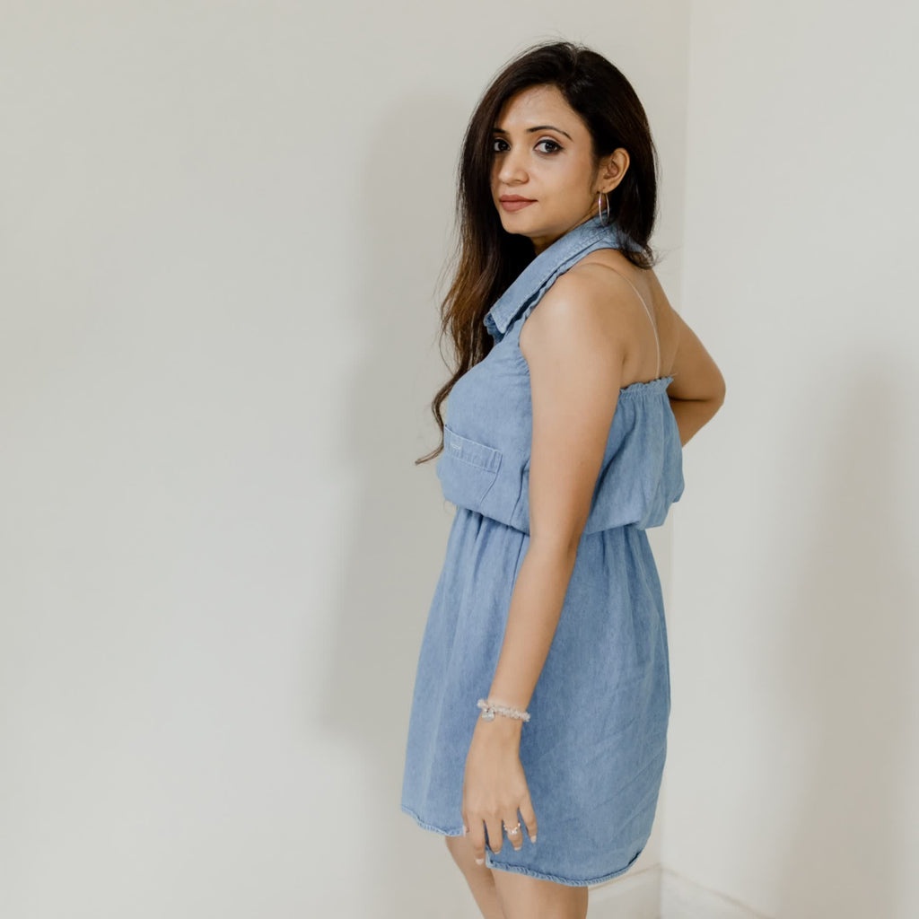Halter denim dress
