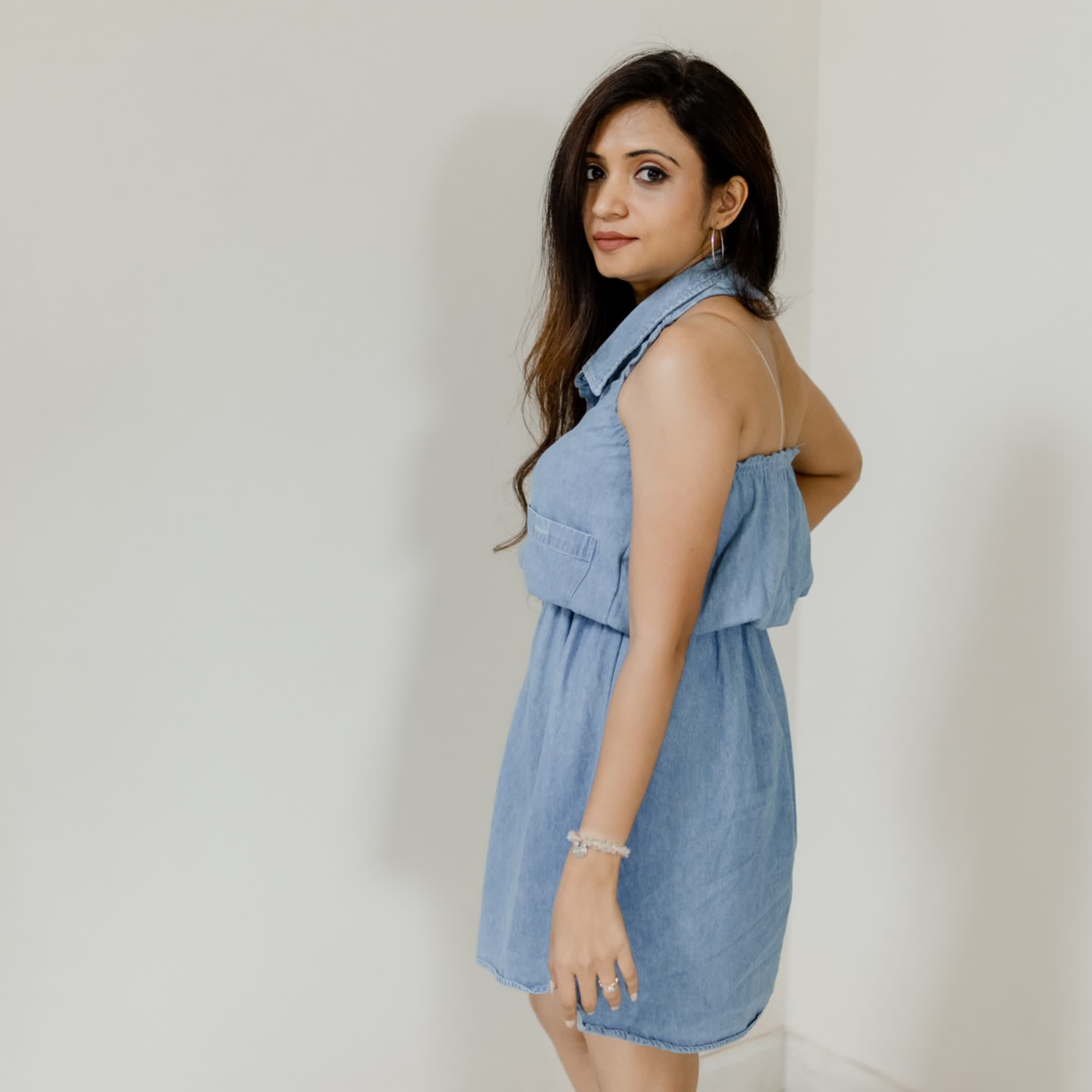 Halter denim dress