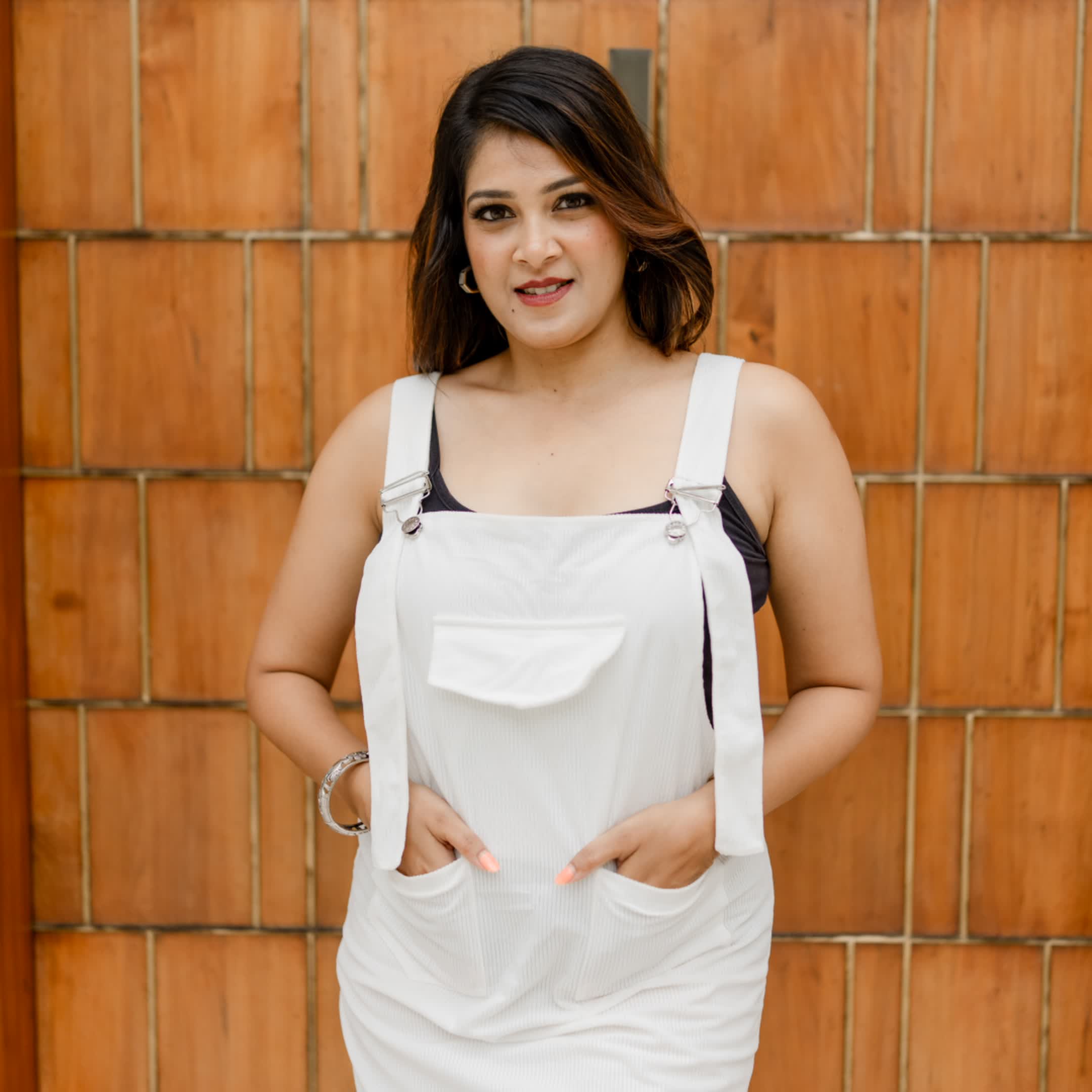 White corduroy dress
