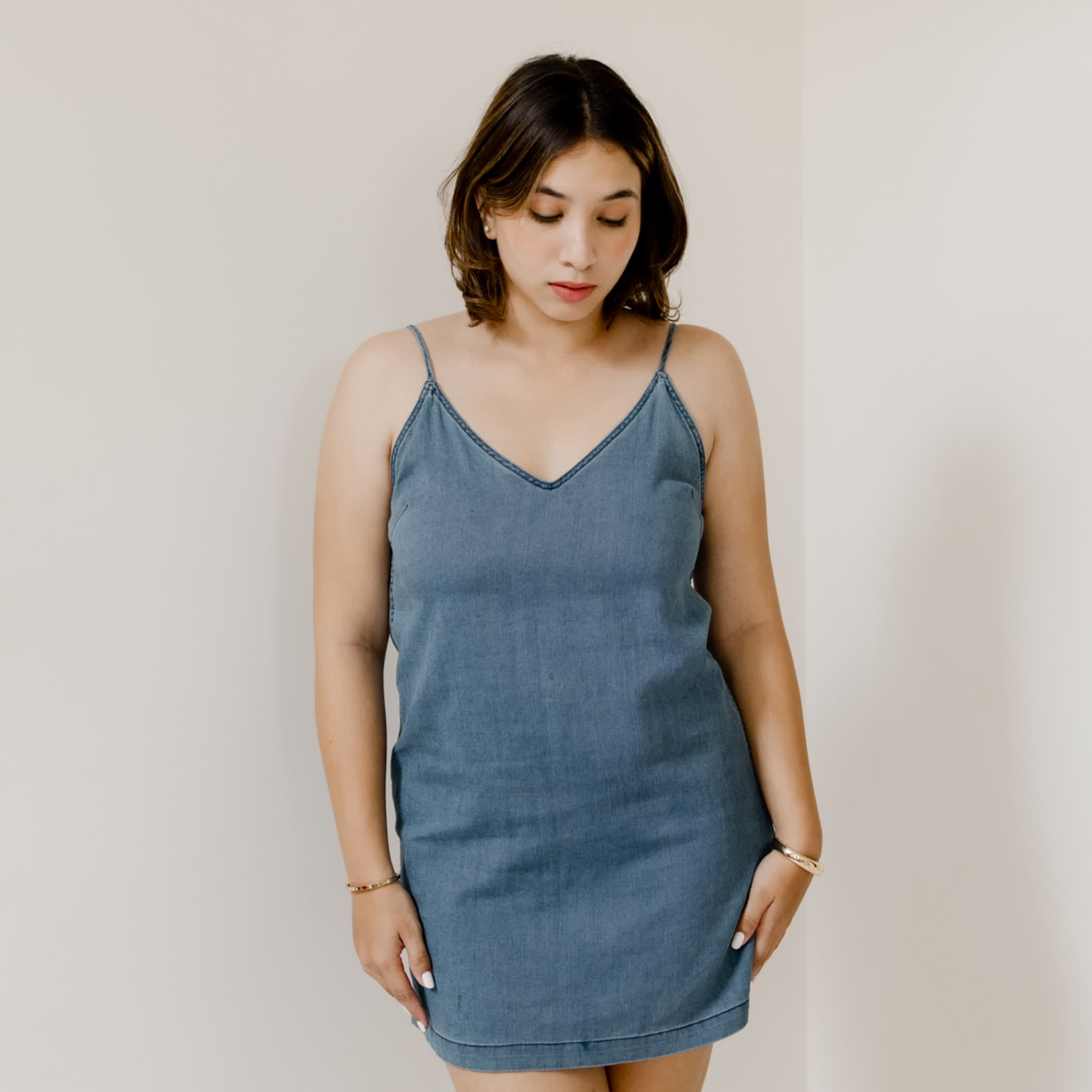 Denim spaghetti dress