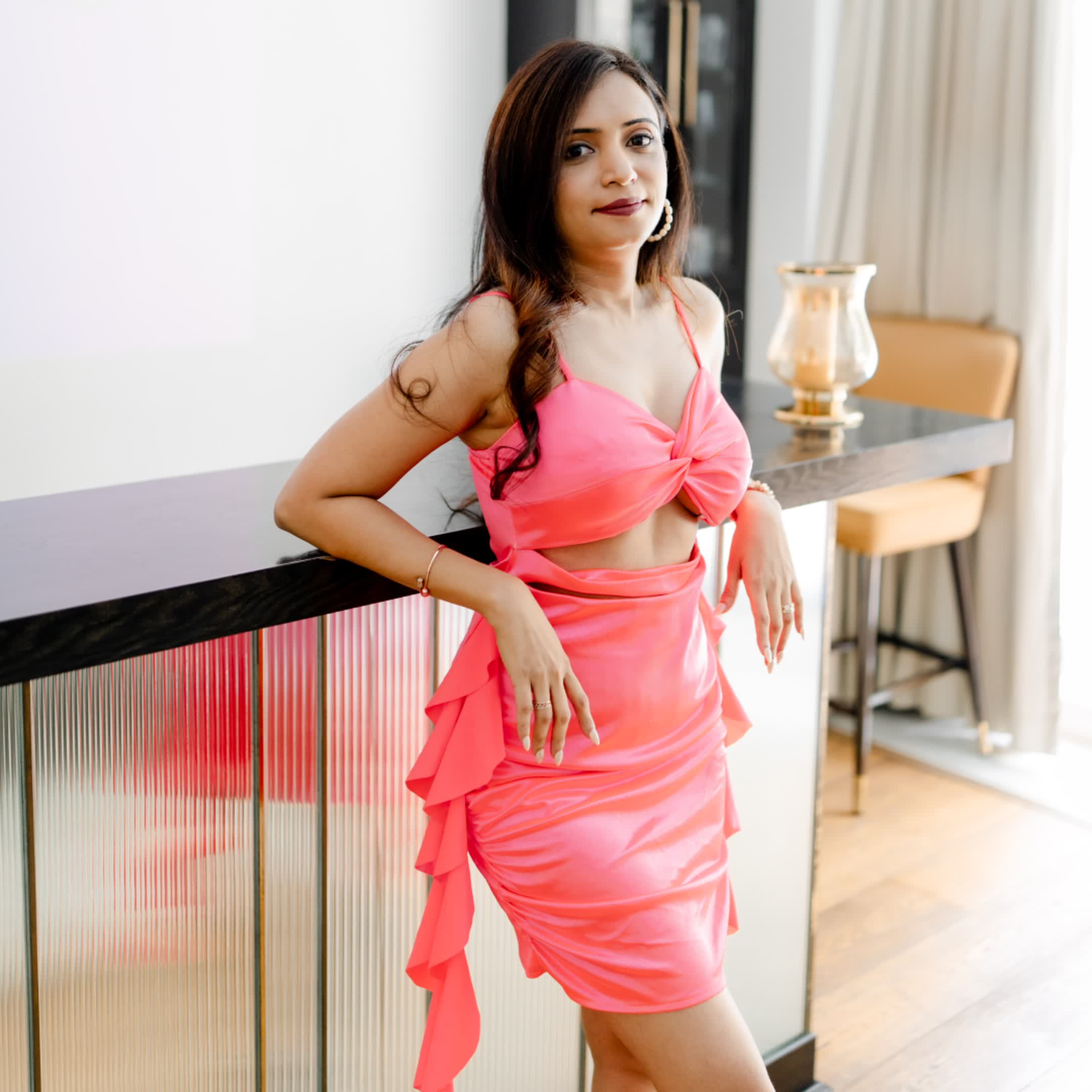 Fluorescent pink party wear