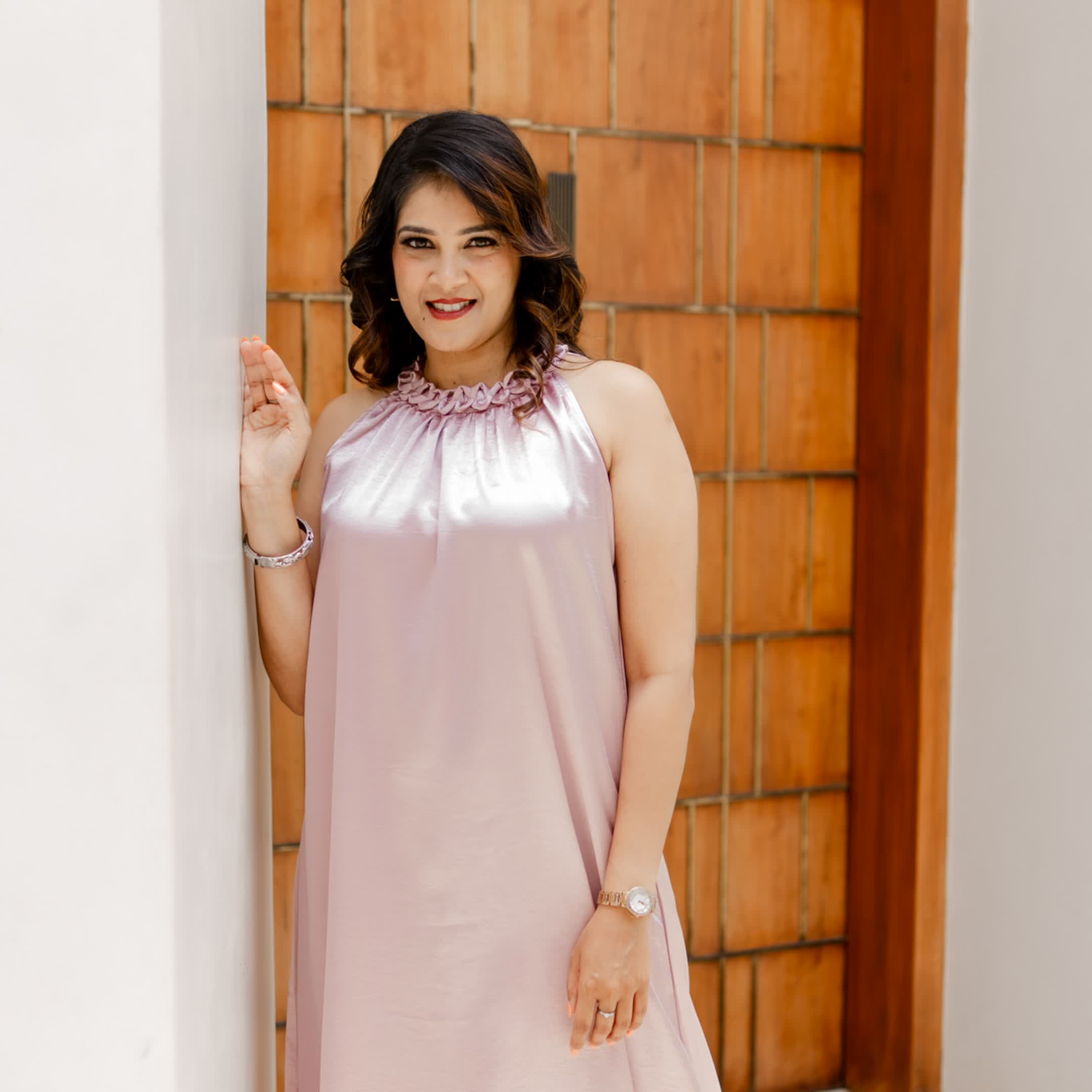 Satin semi formal dress