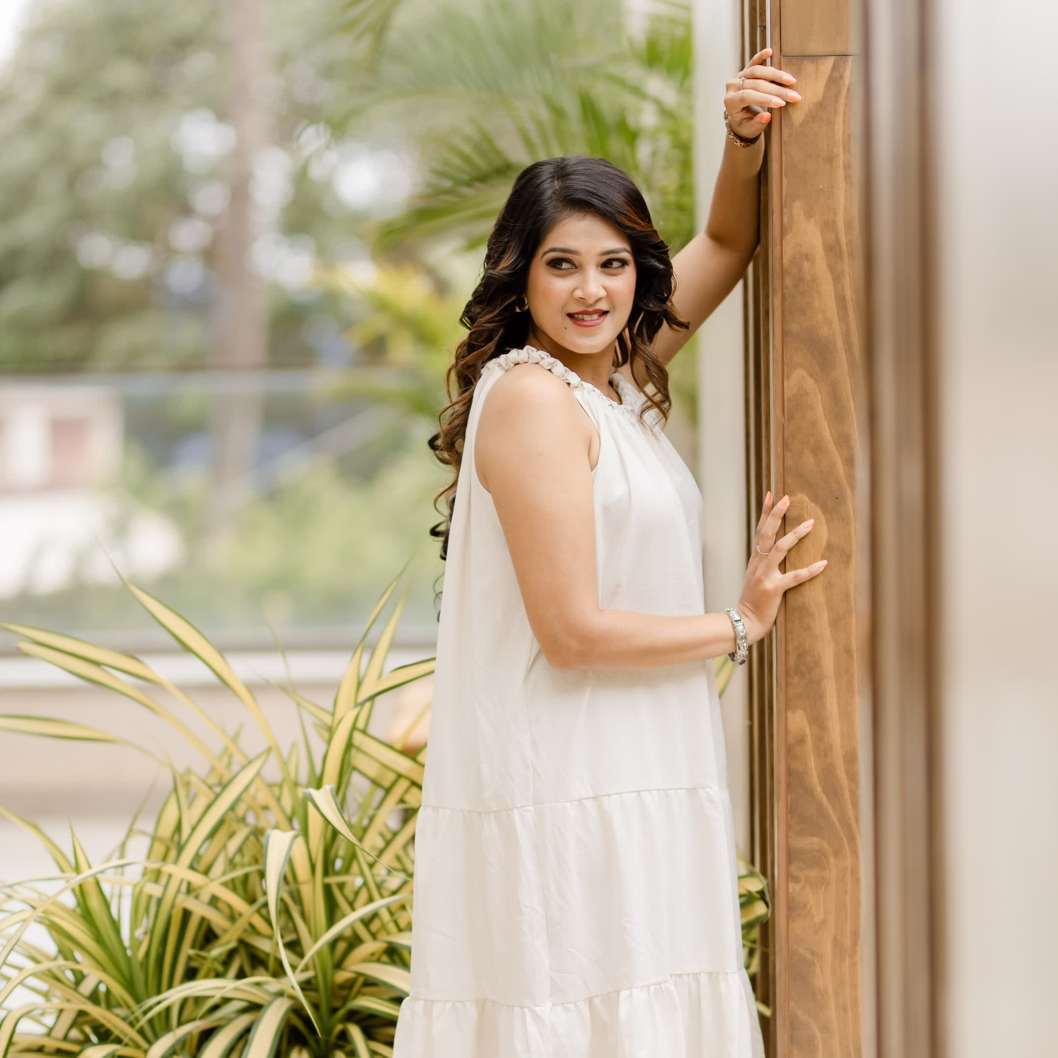 Off white semi-formal dress