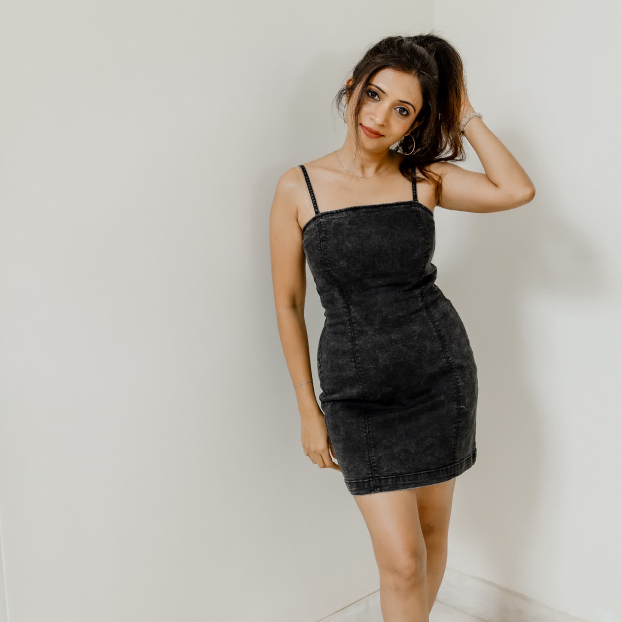 Black denim dress