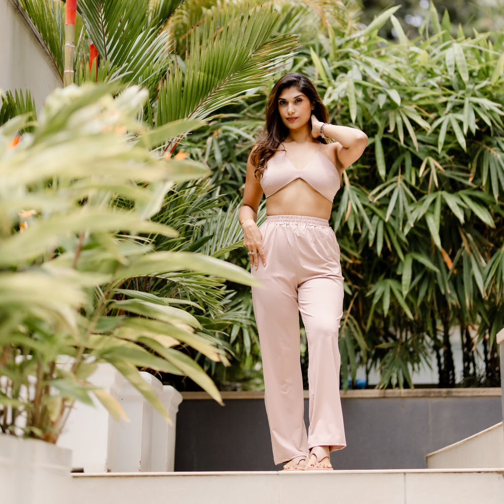 Cream Bikini top with lycra pants