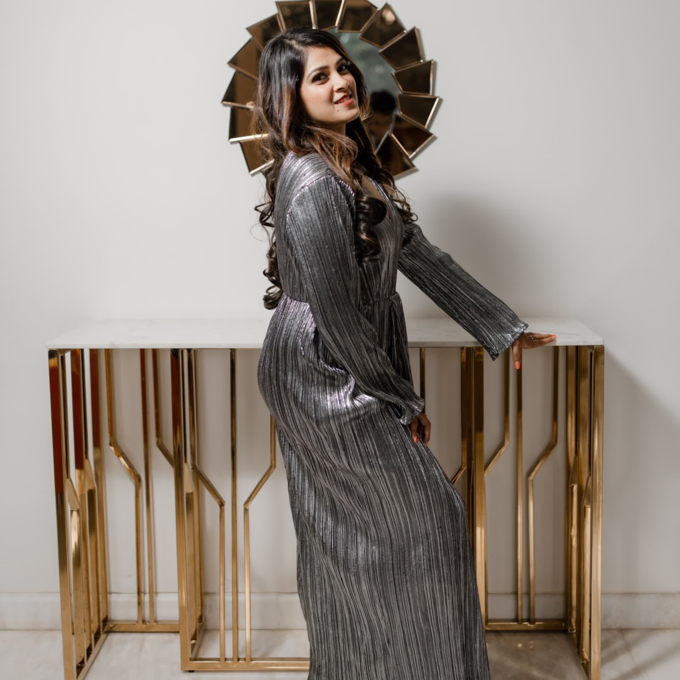Shimmer dark grey gown