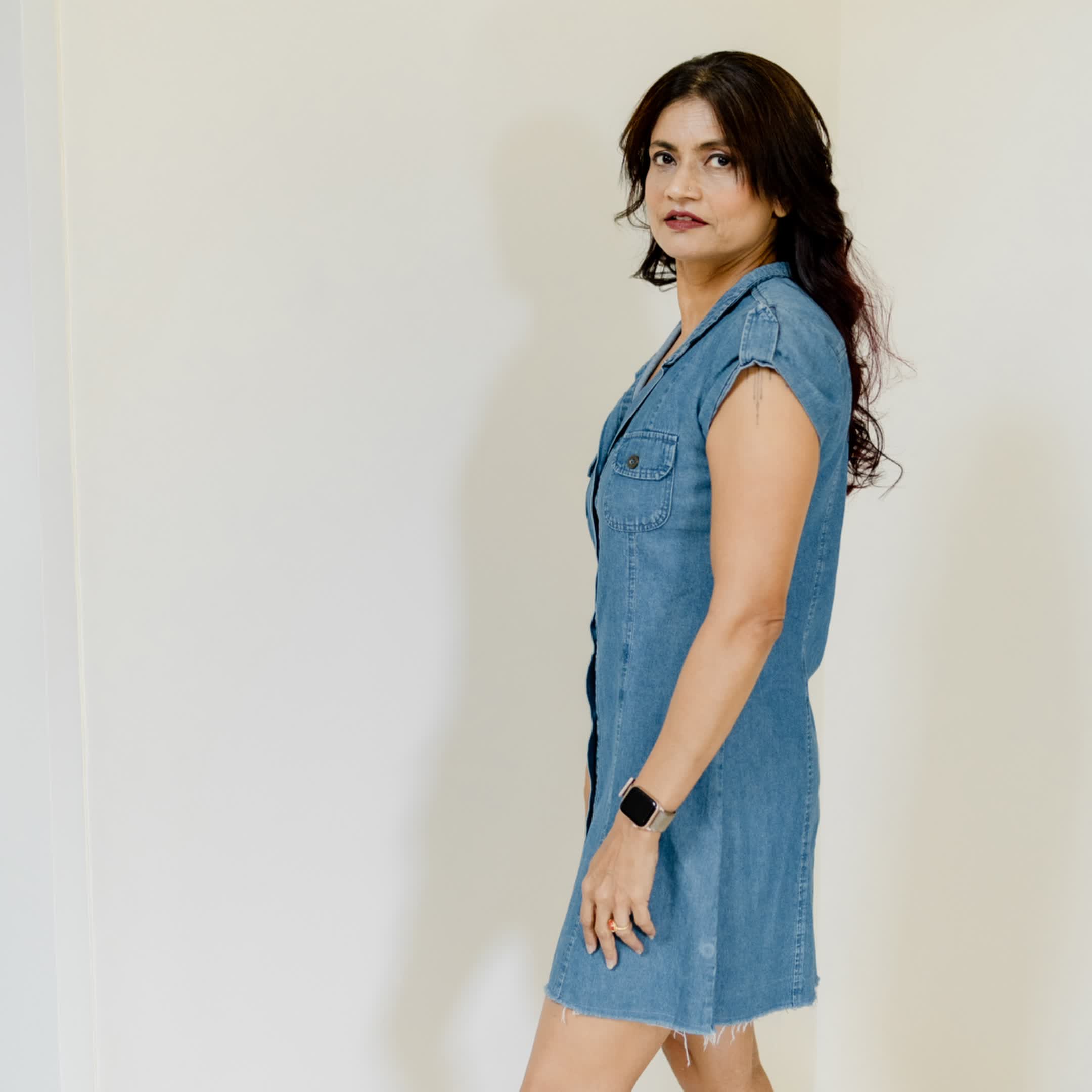 Short sleeve denim dress