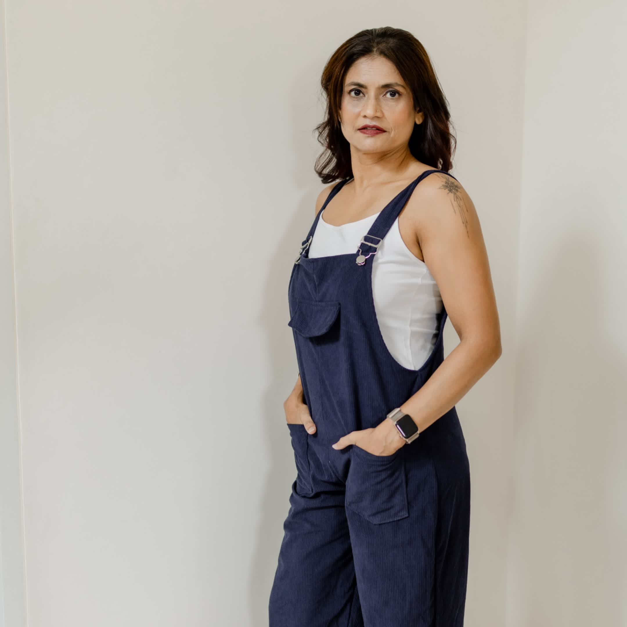 Midnight blue corduroy jumpsuit