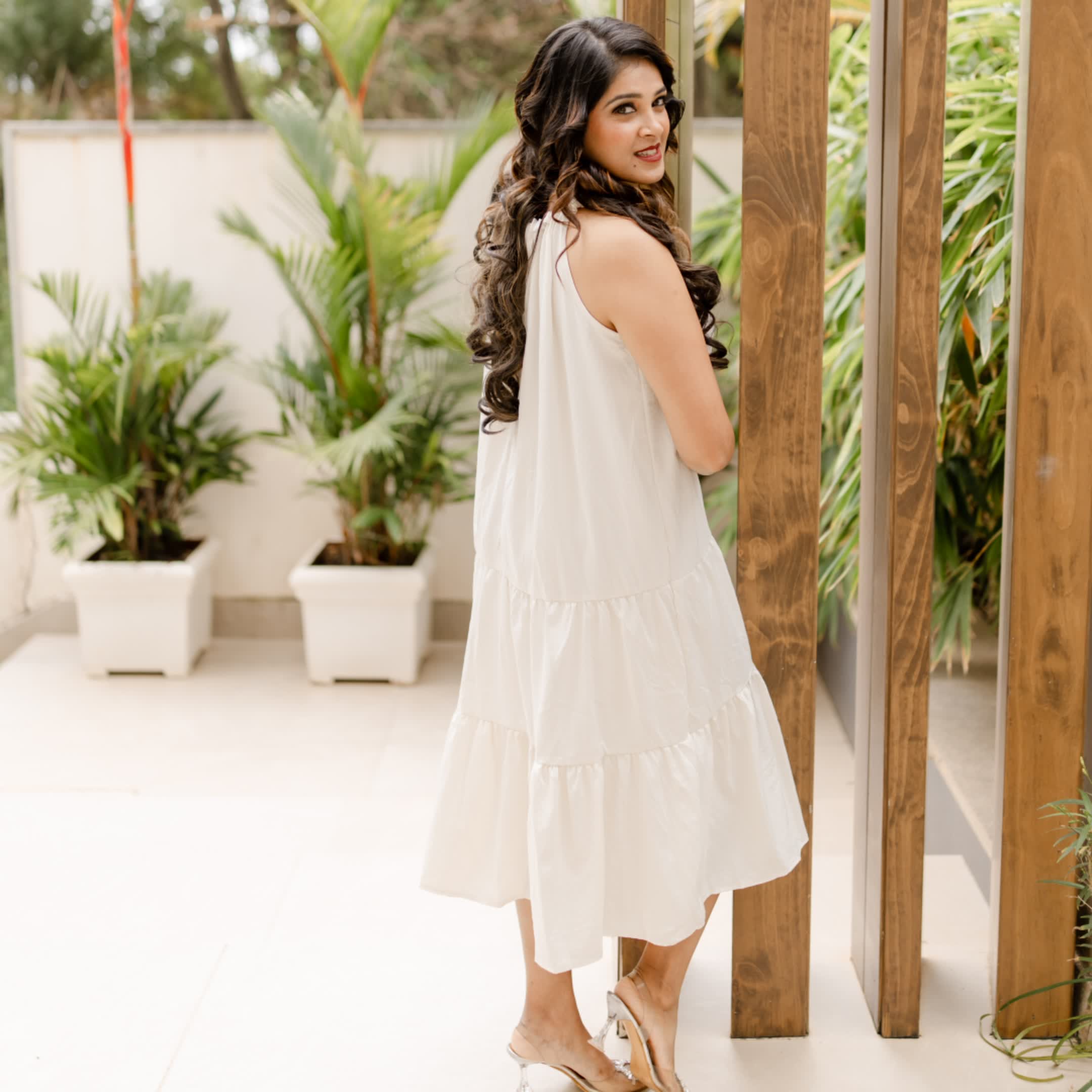 Off white semi-formal dress