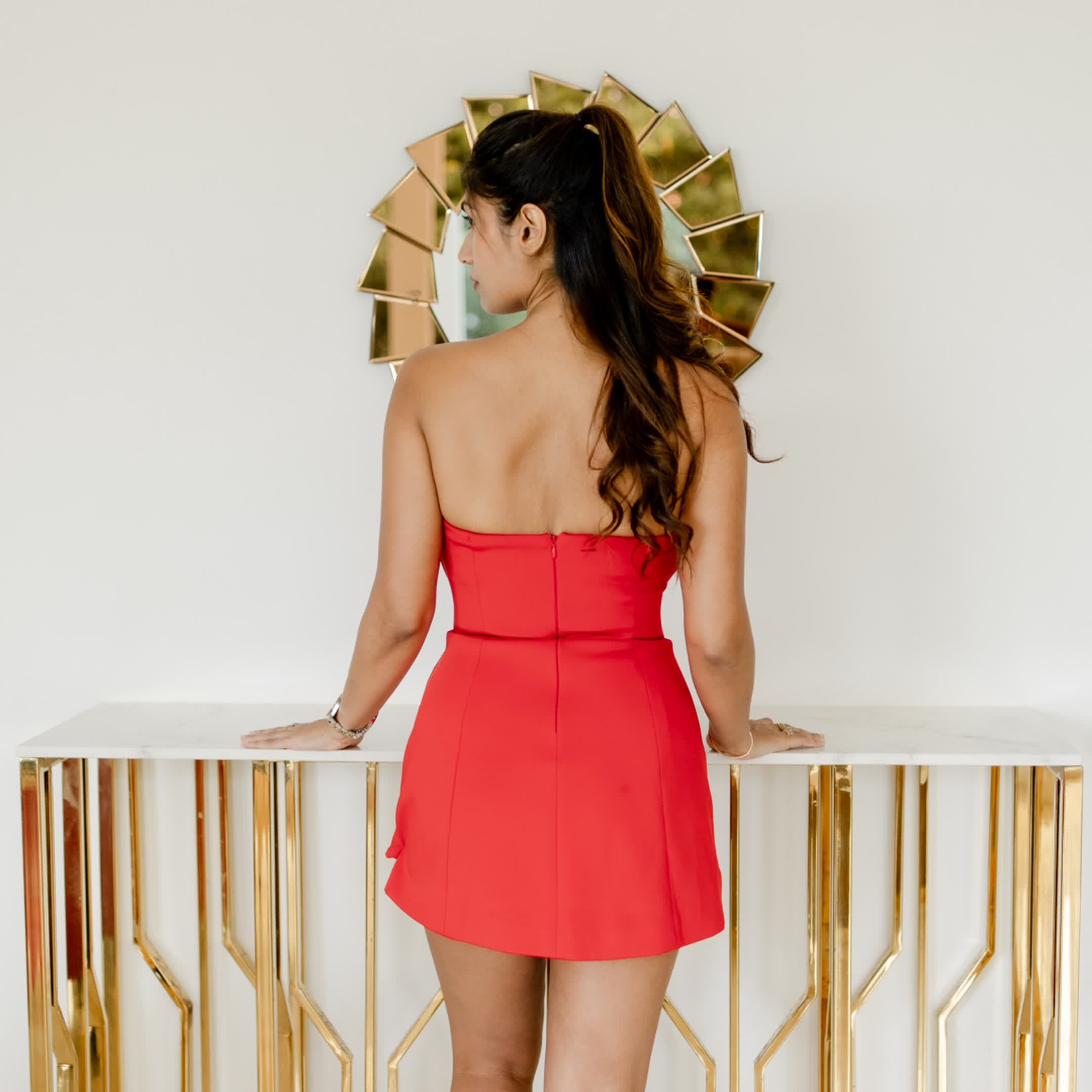 Red formal party dress