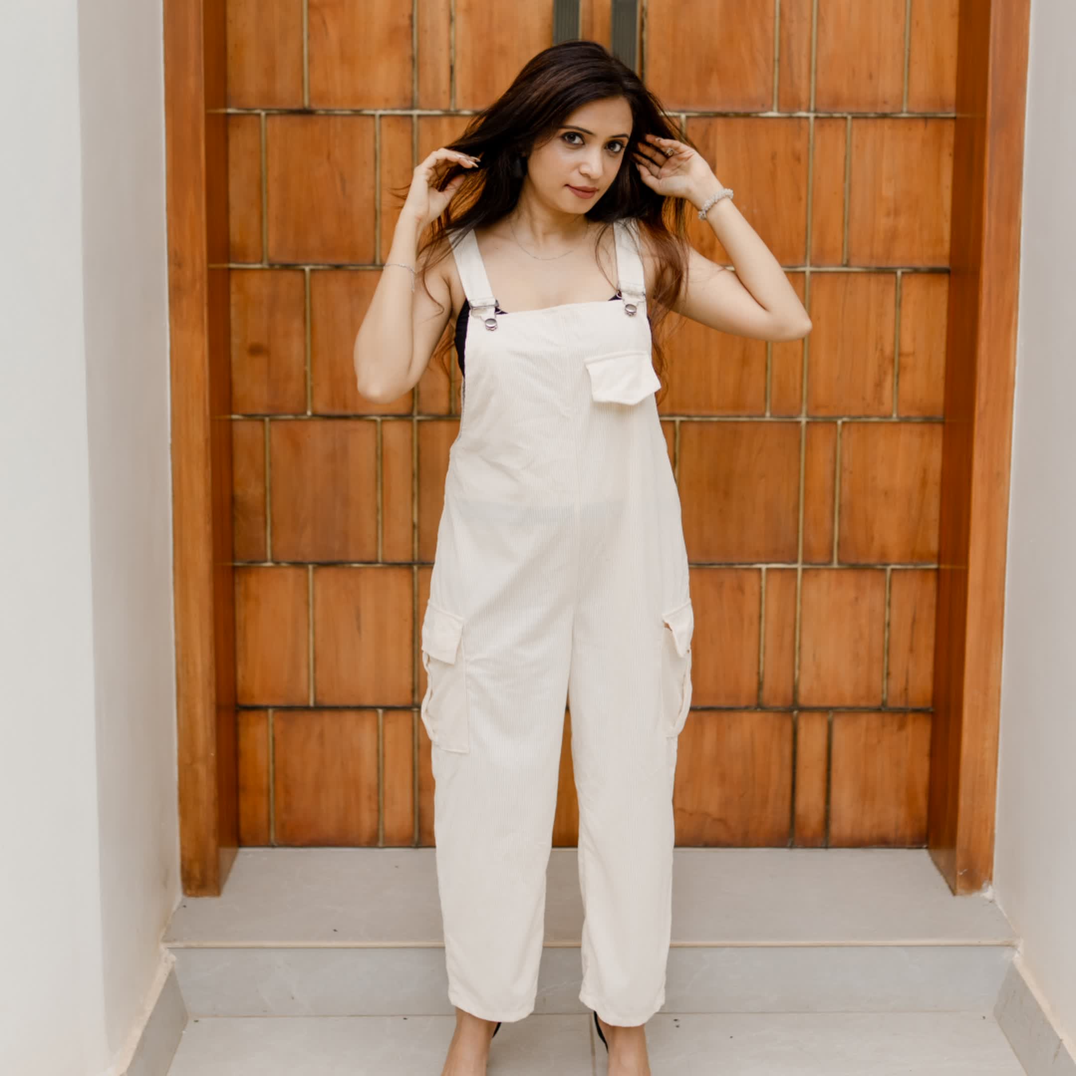 Off White Corduroy dungaree