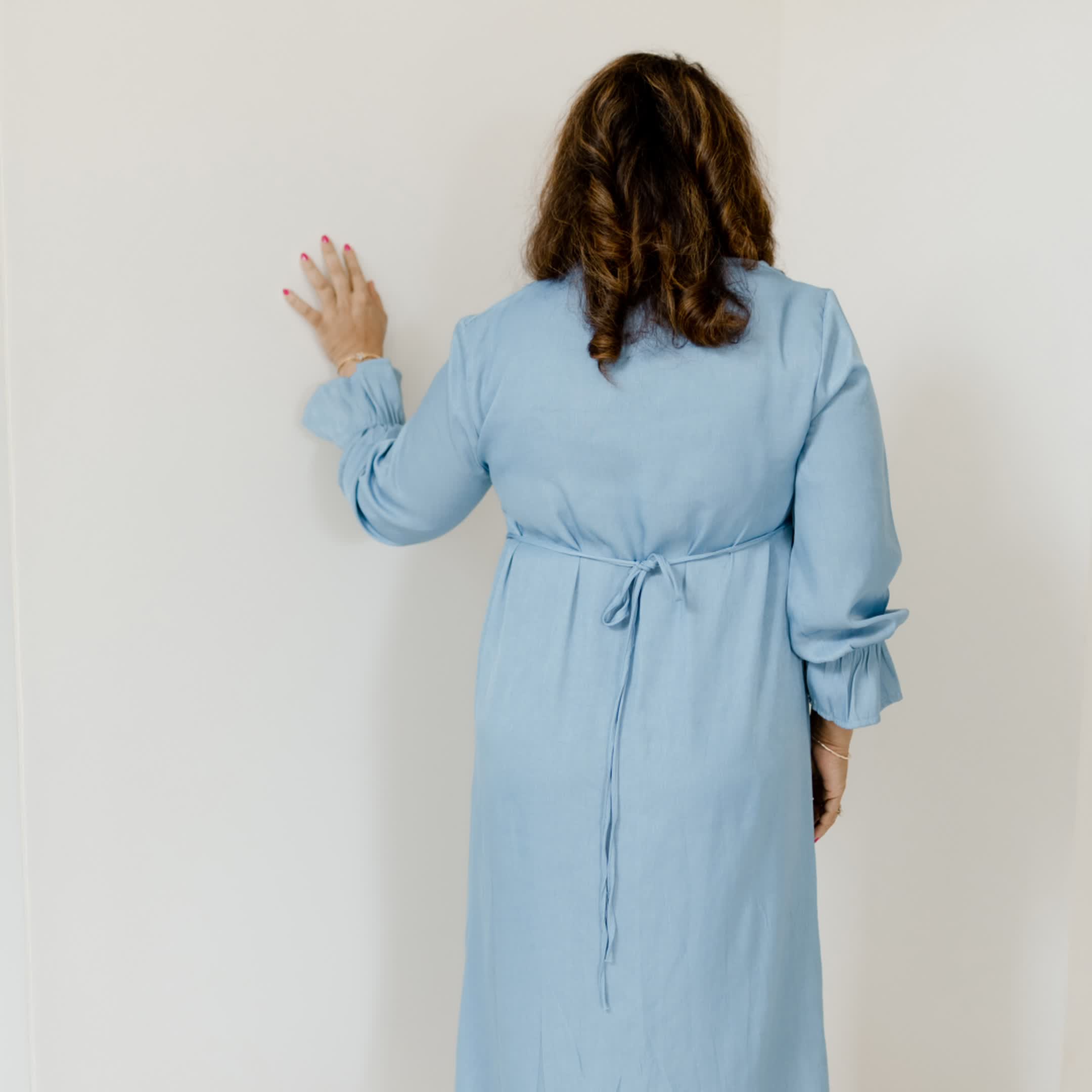 Light blue long denim dress