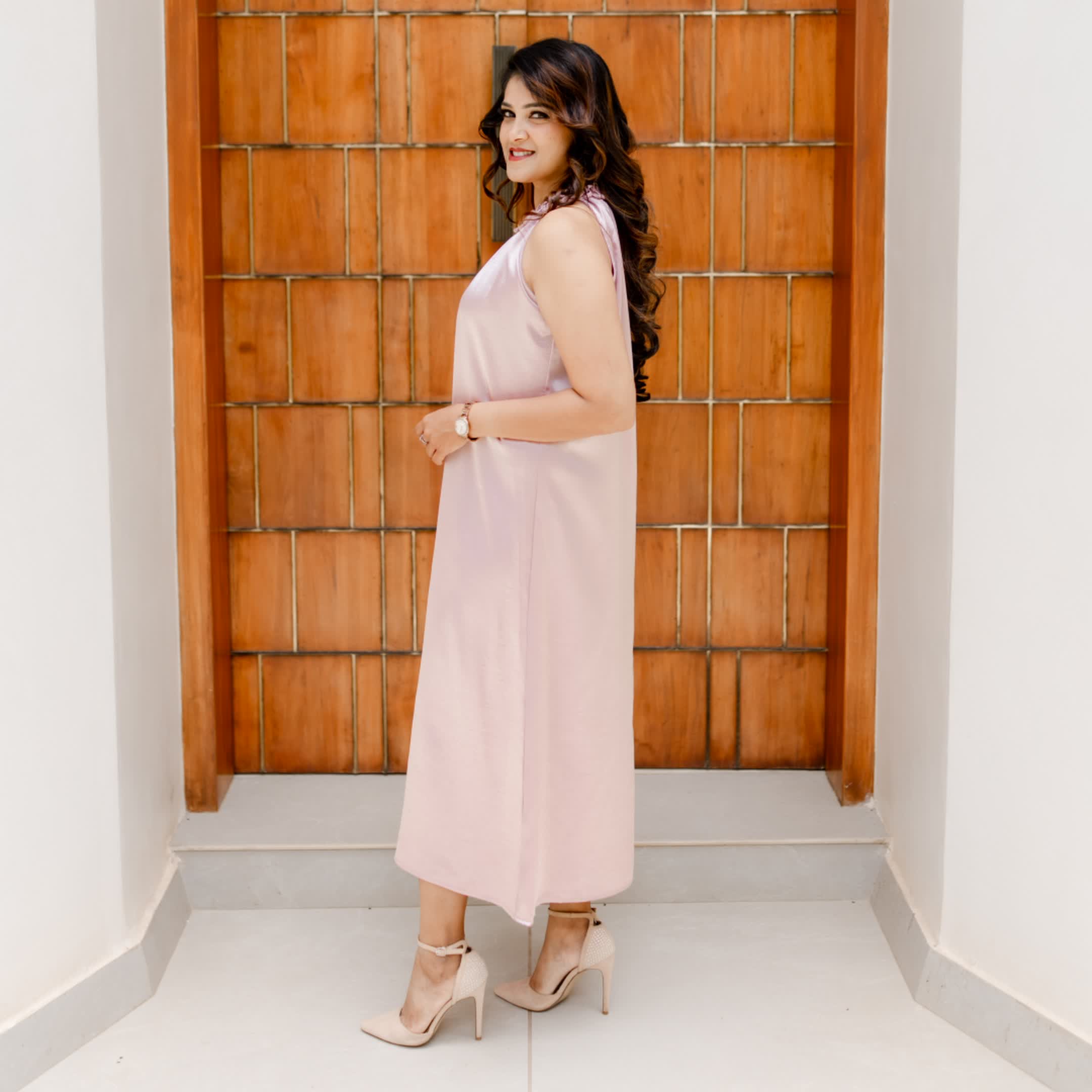 Satin semi formal dress