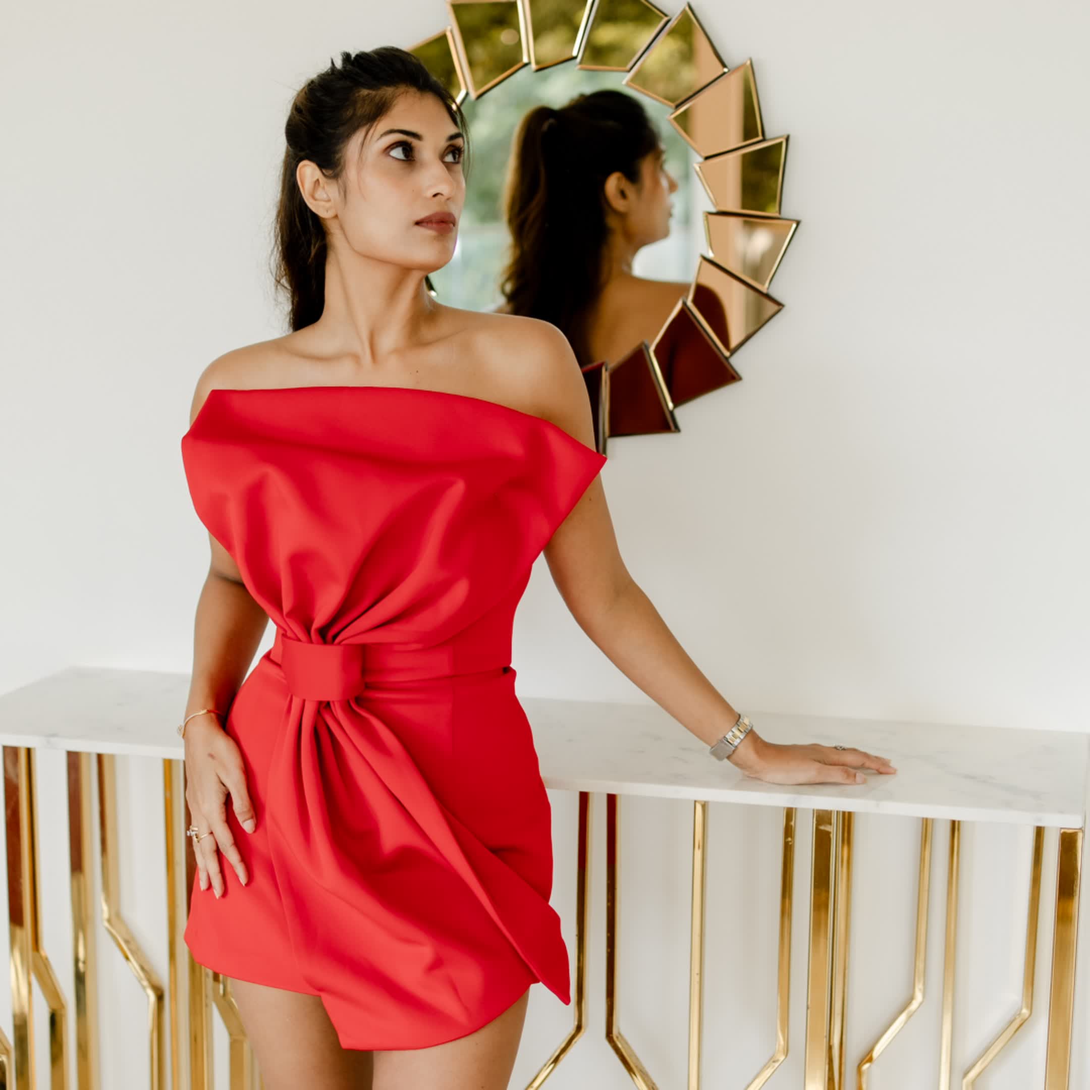 Red formal party dress