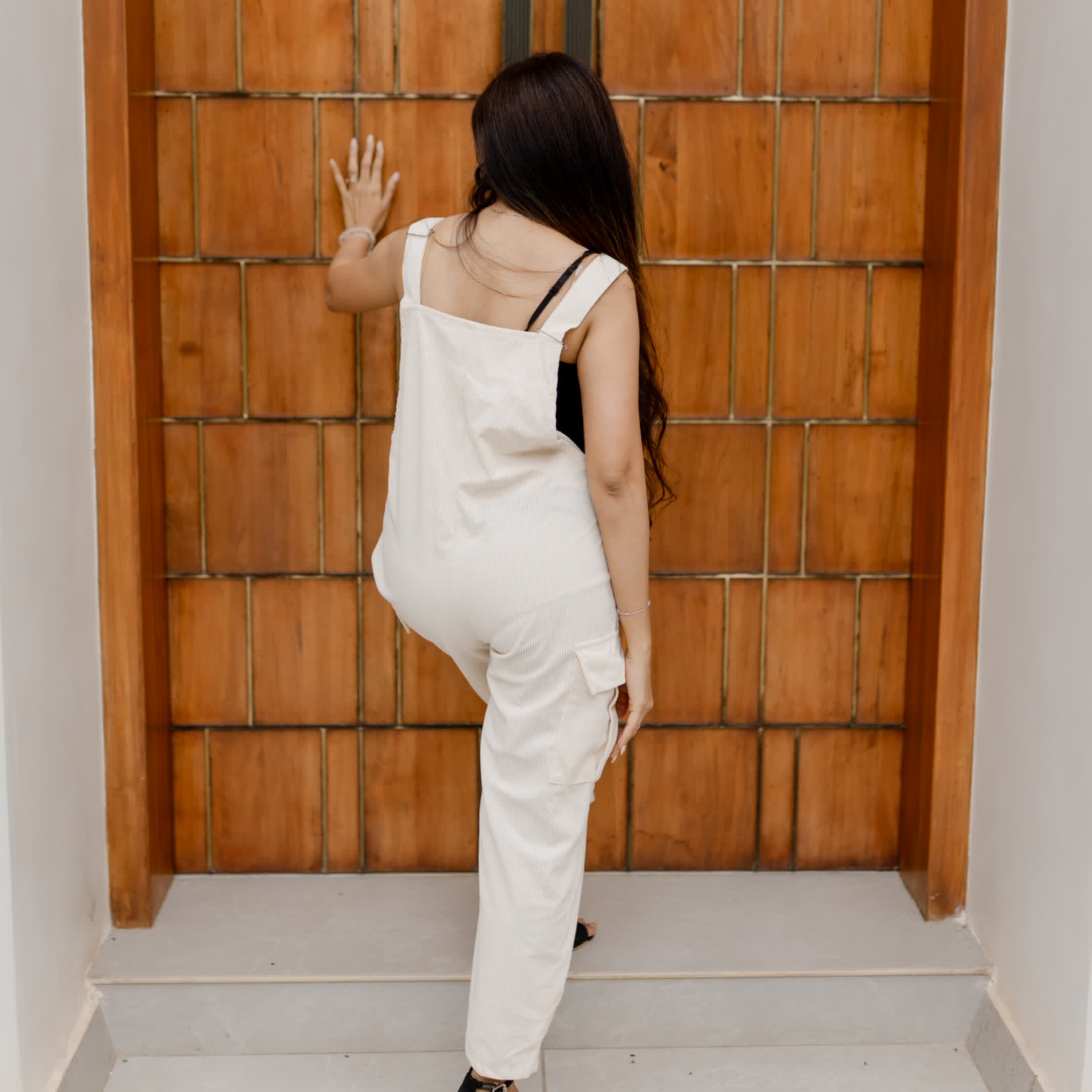 Off White Corduroy dungaree