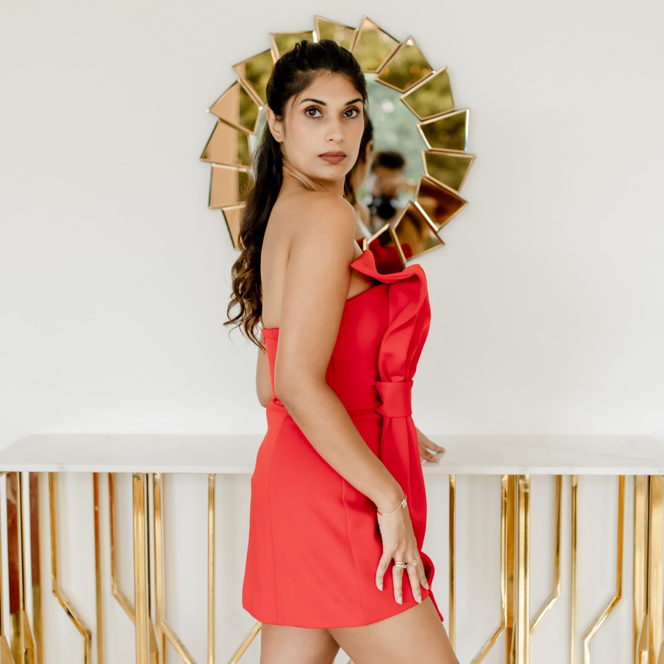 Red formal party dress