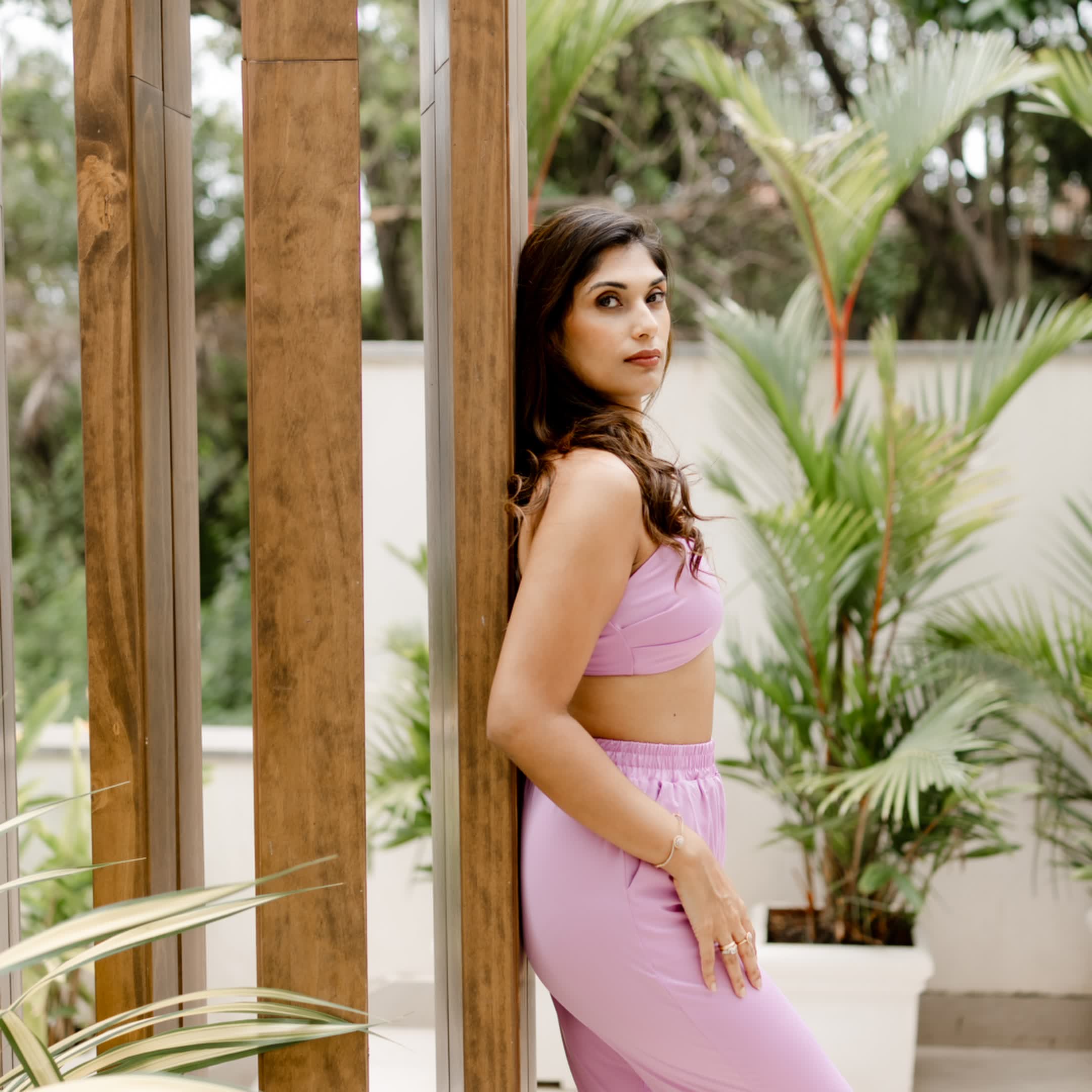 Lavender Bikini top with lycra pants