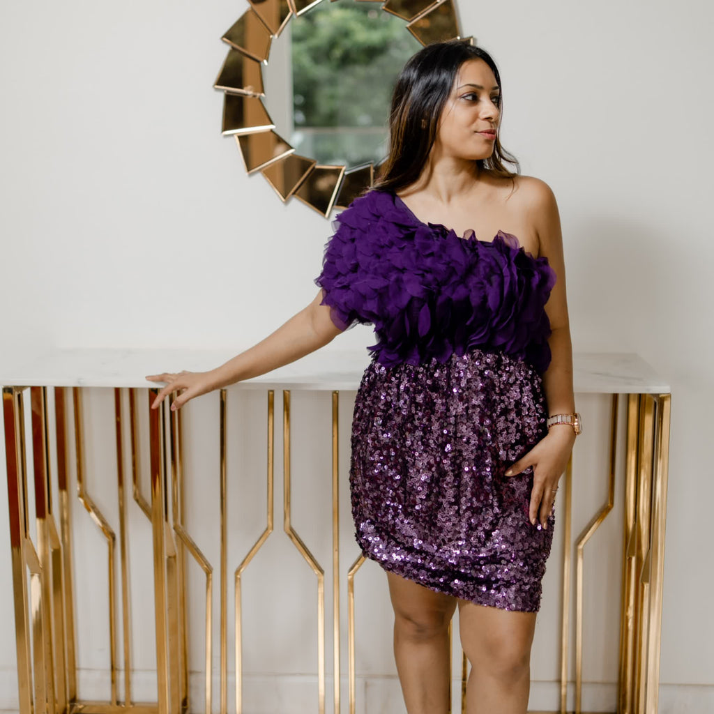 One shoulder sequence dress