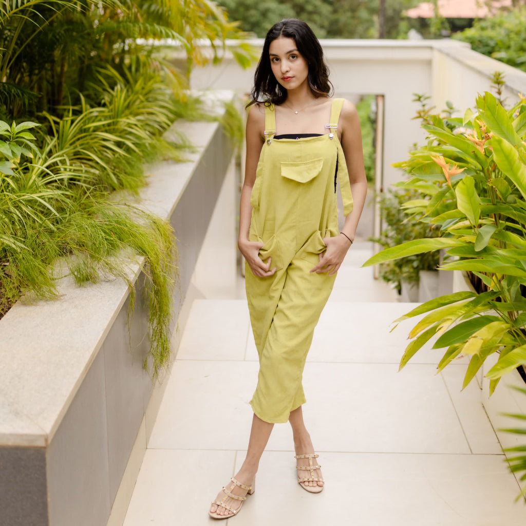 Lime green corduroy jumpsuit