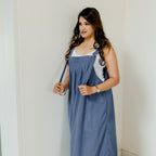 Dark blue corduroy dungaree dress