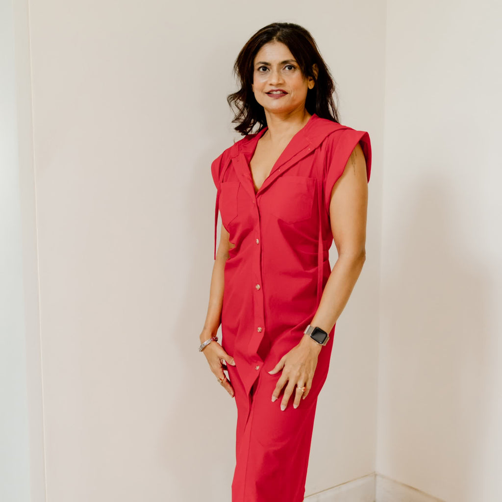 Red Sporty Cotton dress