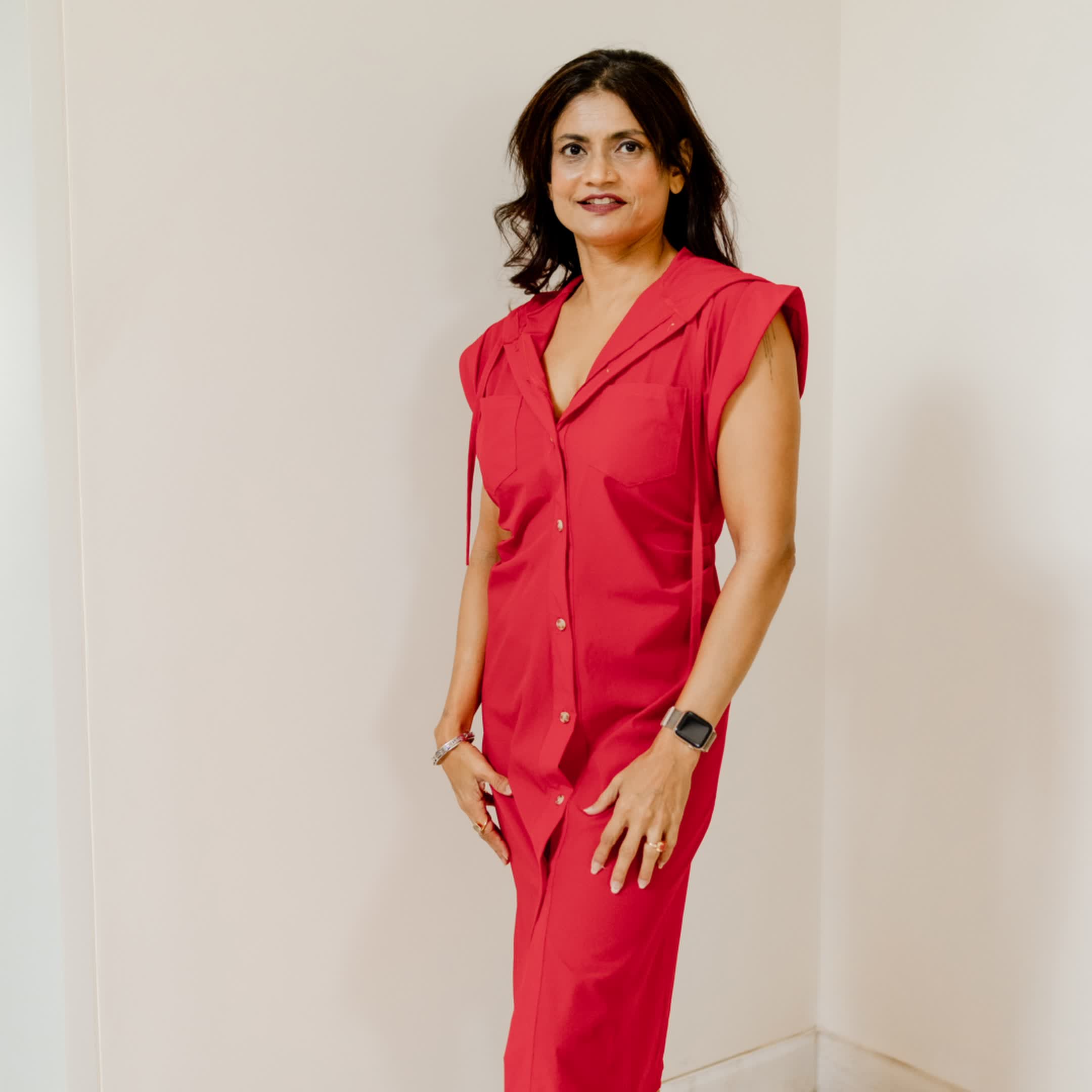 Red Sporty Cotton dress