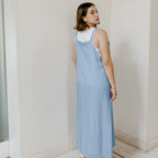 Long denim dungaree dress