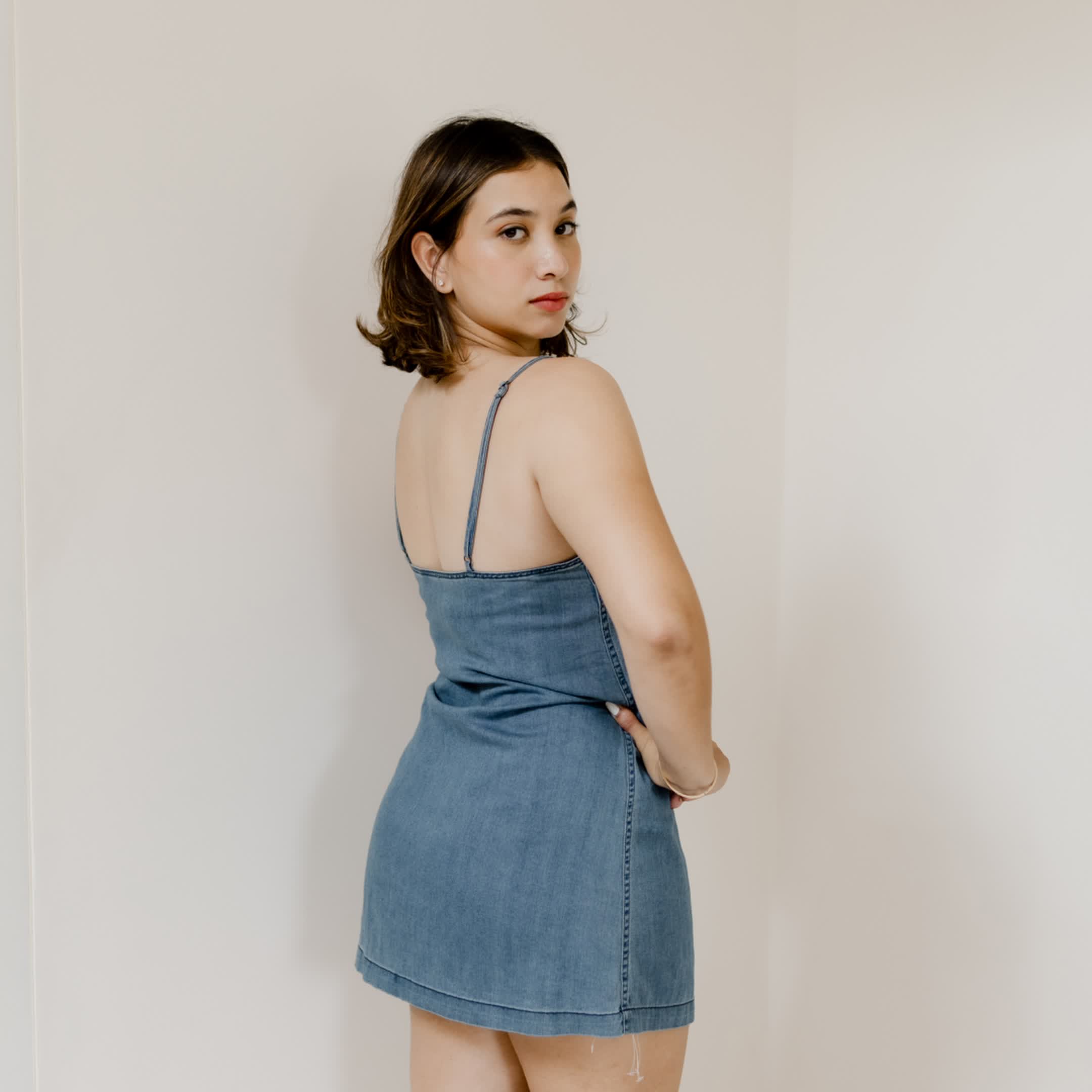 Denim spaghetti dress