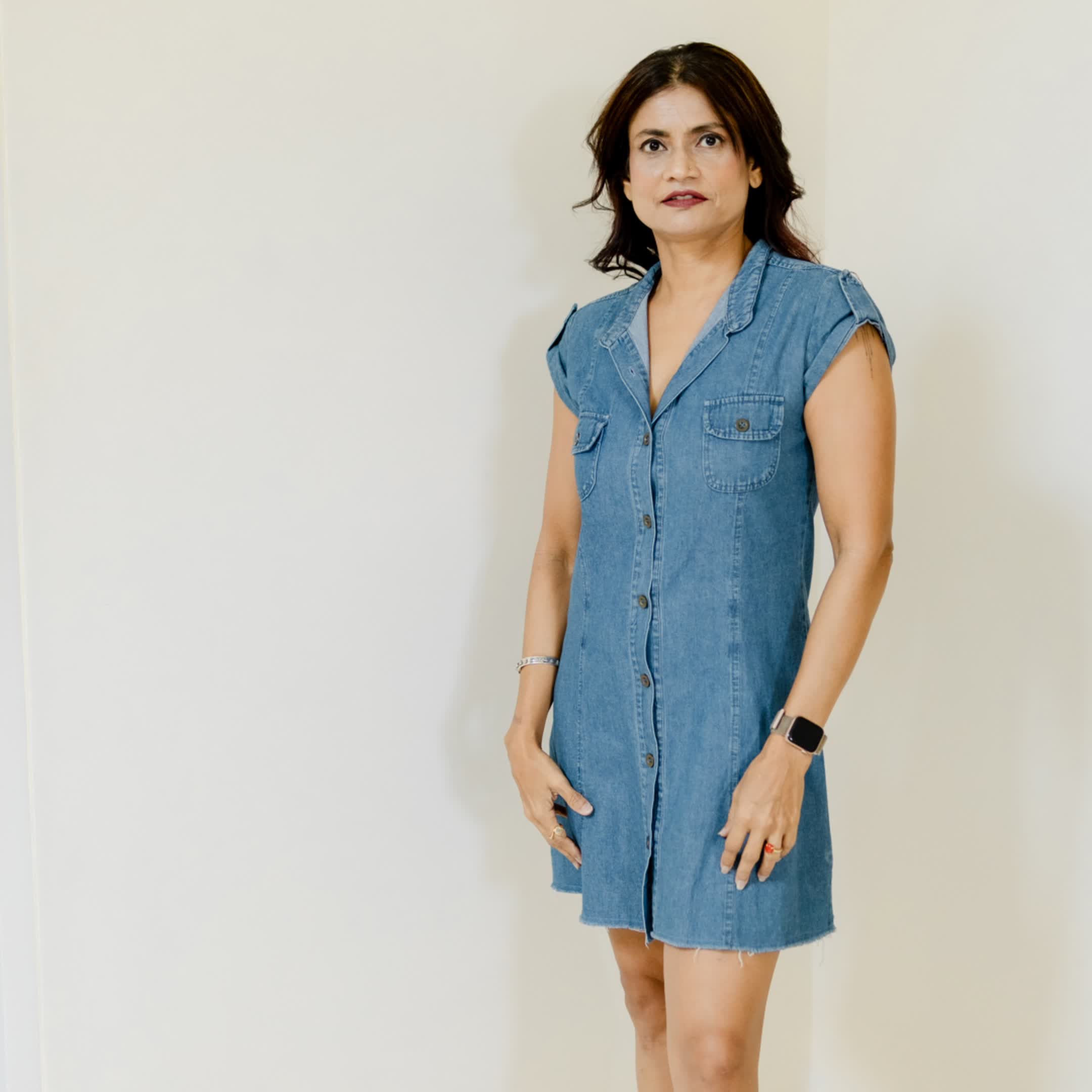 Short sleeve denim dress