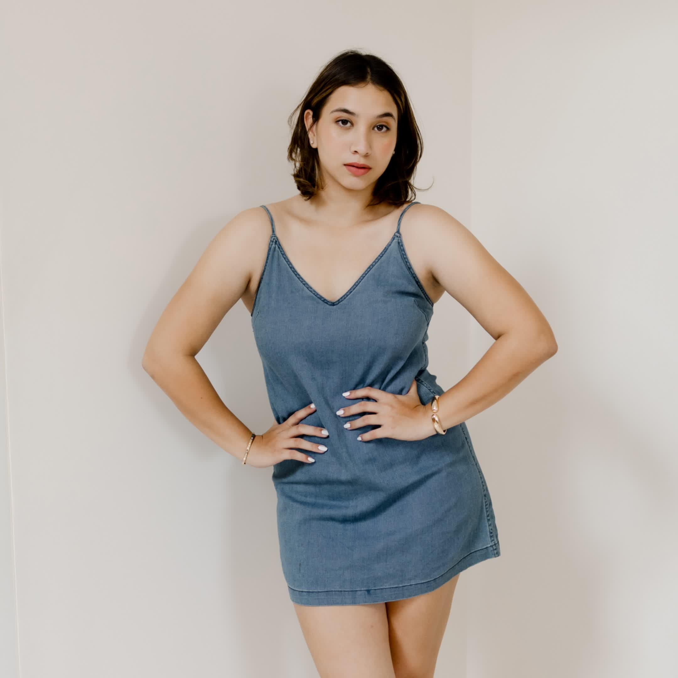 Denim spaghetti dress