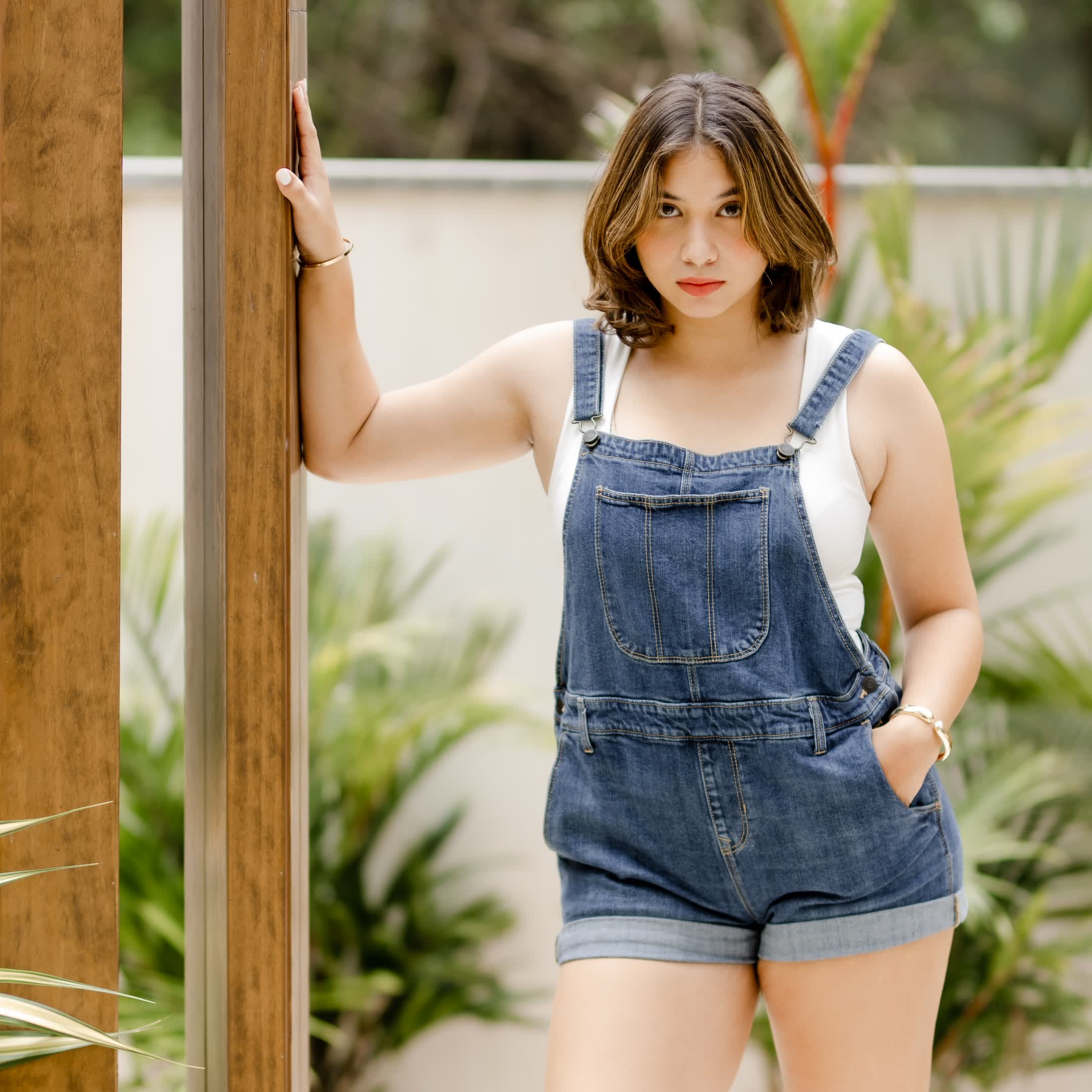 Denim short dungaree