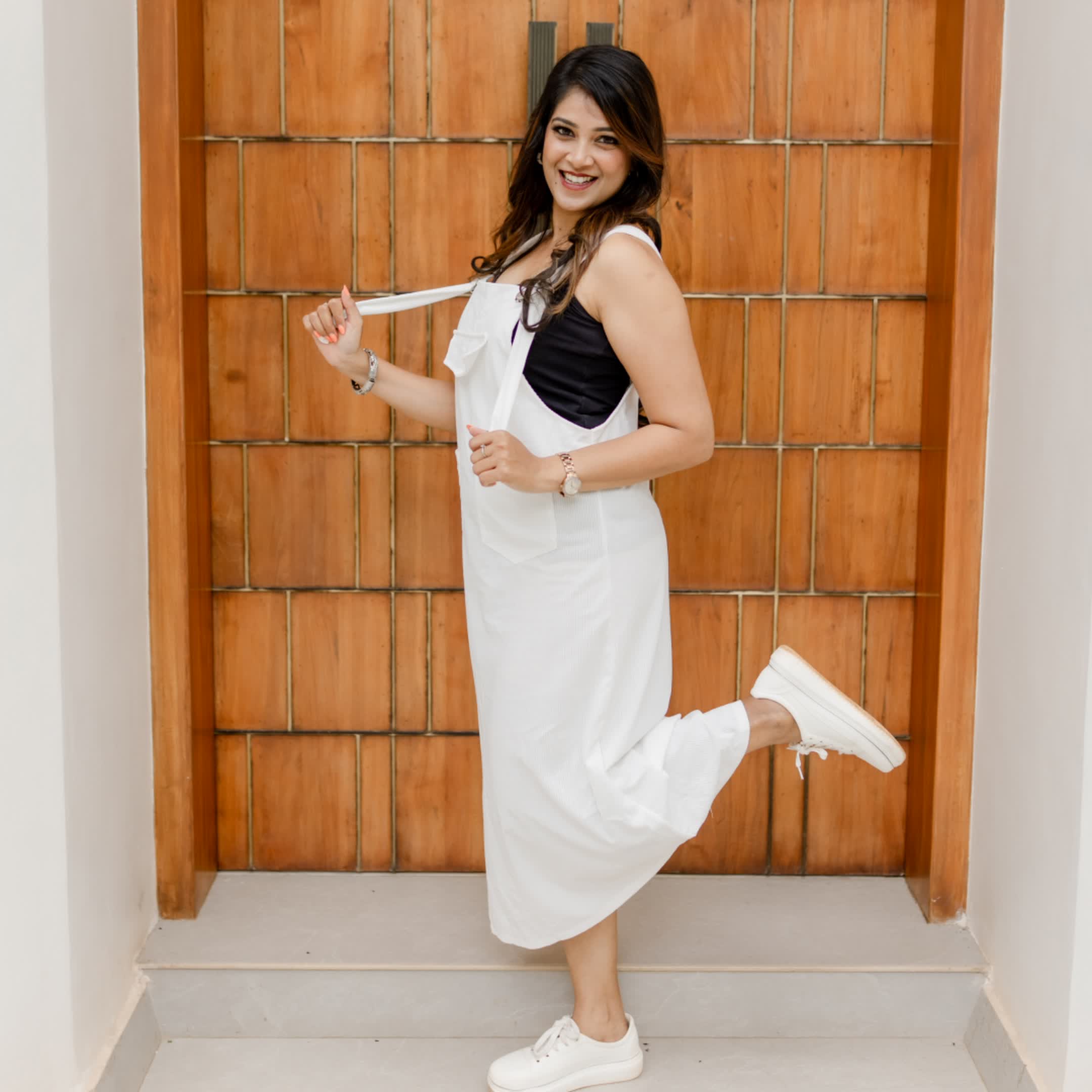 White corduroy dress