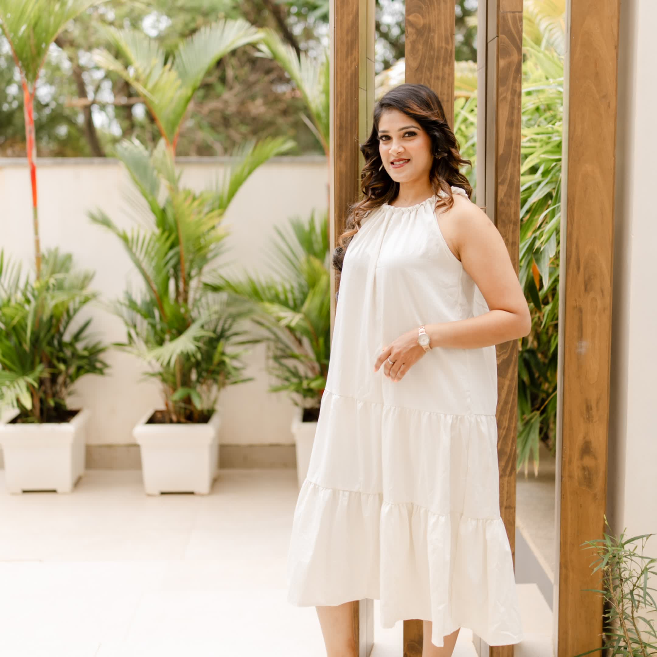 Off white semi-formal dress