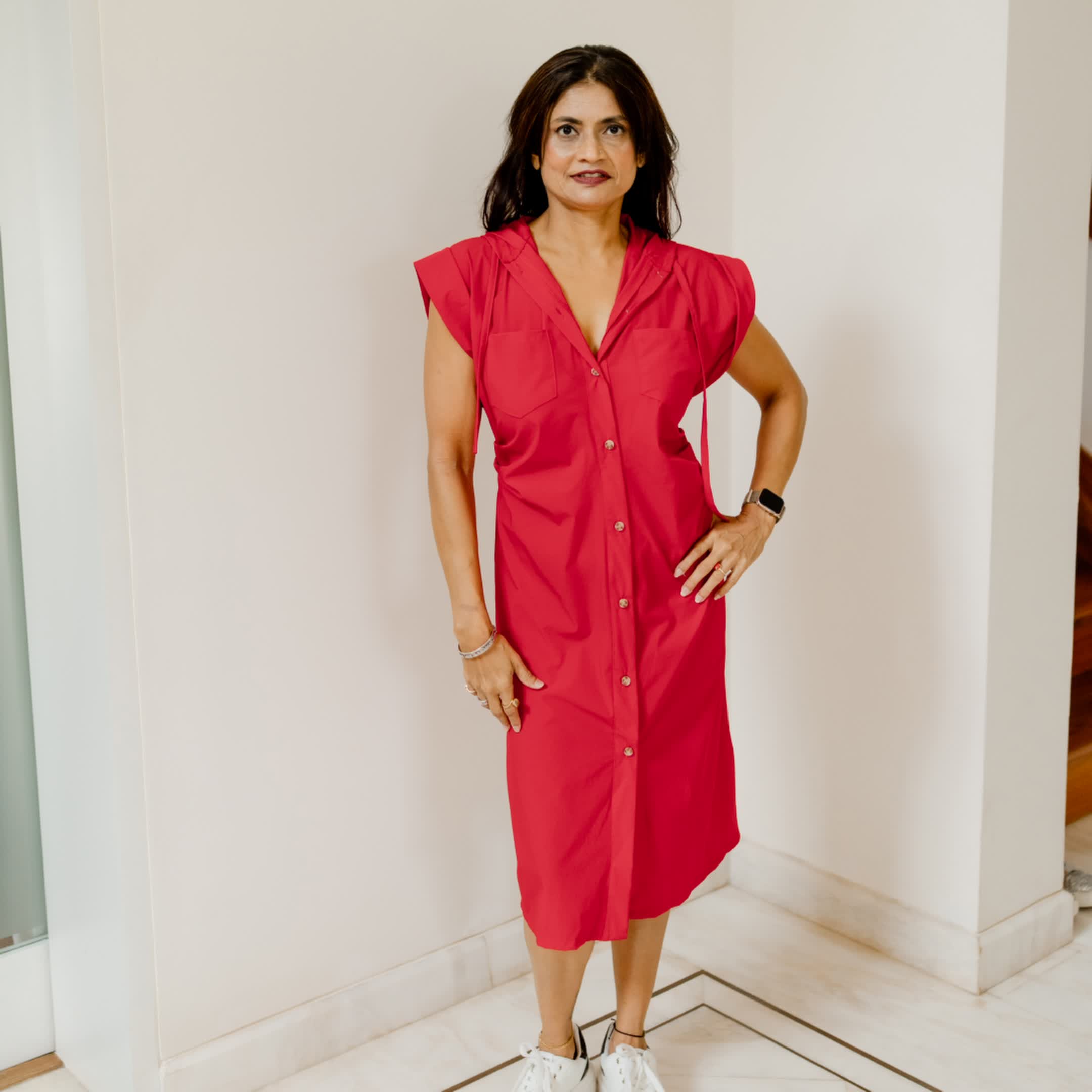 Red Sporty Cotton dress